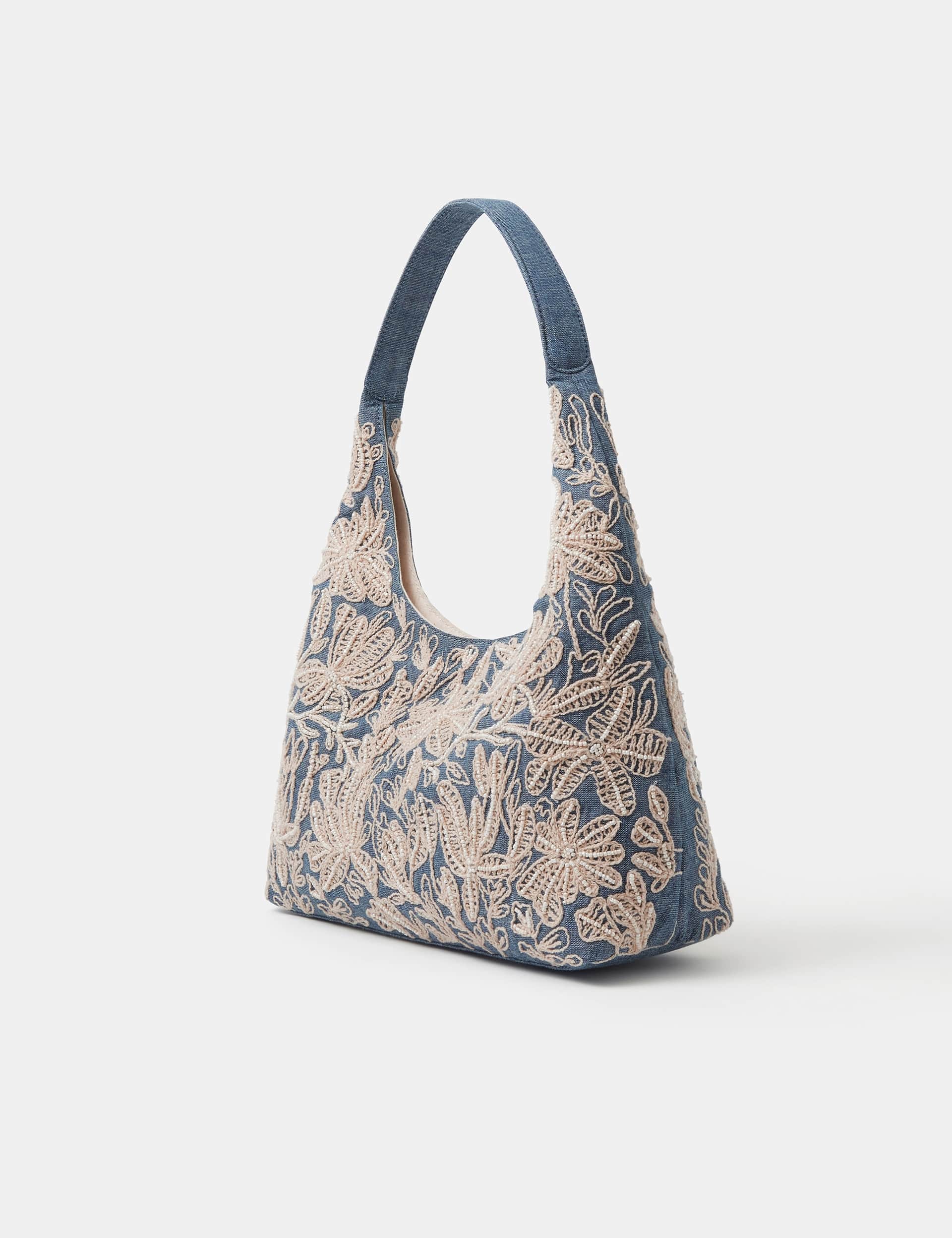 Accessorize embroidered denim shoulder bag, imported from the UK