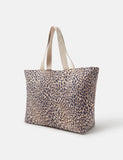 Accessorize leopard print beach bag with metallic handles (British brand)