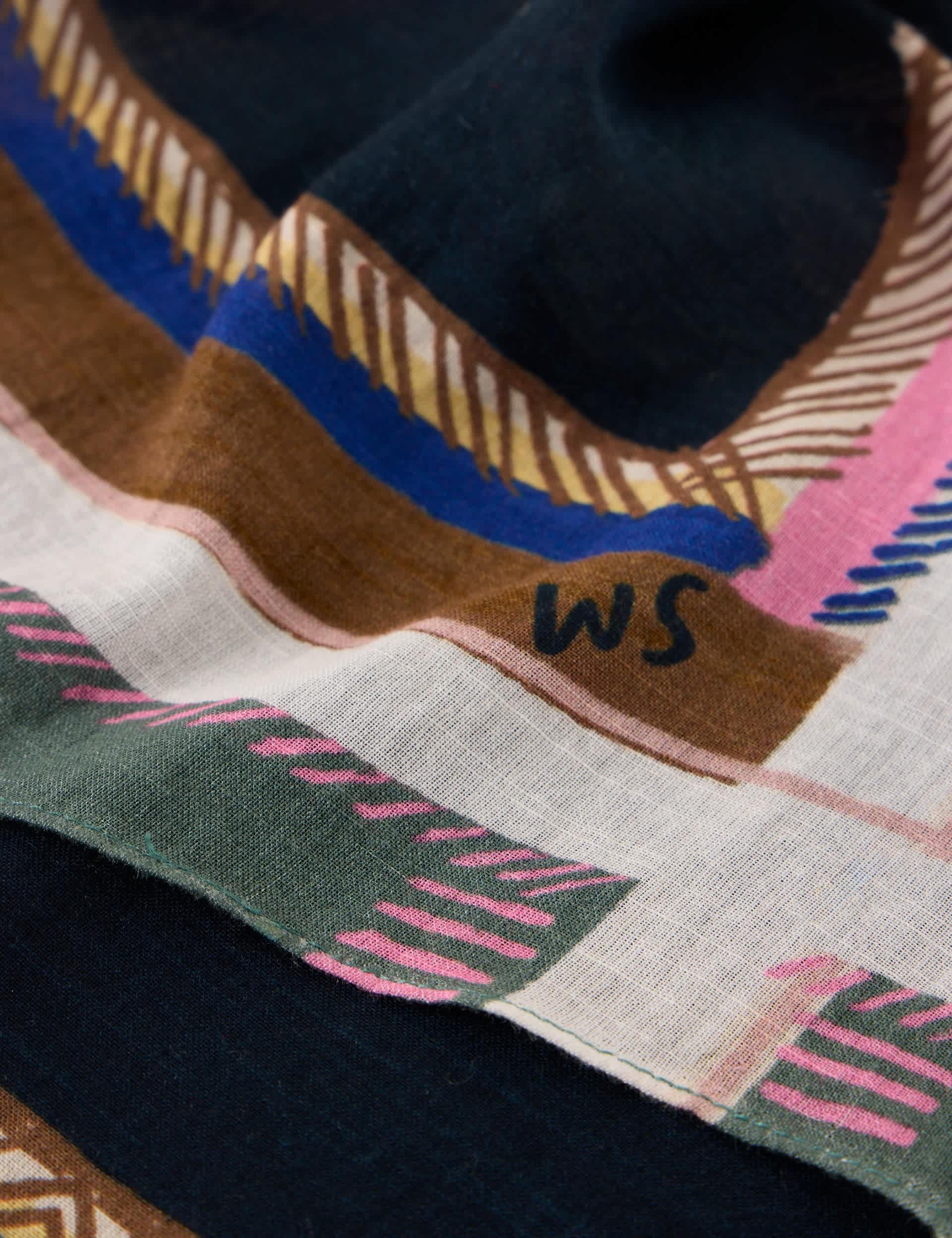 White Stuff square printed cotton blend scarf - British product