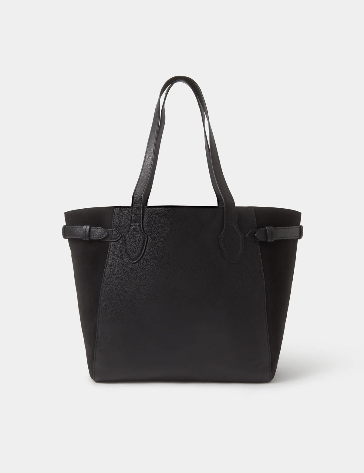 Accessorize leather tote bag with suede side panels and adjustable size (British brand)