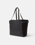 Accessorize leather tote bag with suede side panels and adjustable size (British brand)