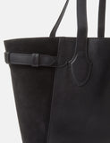 Accessorize leather tote bag with suede side panels and adjustable size (British brand)