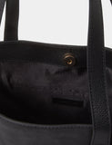 Accessorize leather tote bag with suede side panels and adjustable size (British brand)