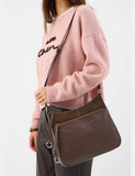 Accessorize leather curved messenger bag with suede, UK version