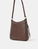 Accessorize leather curved messenger bag with suede, UK version