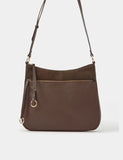 Accessorize leather curved messenger bag with suede, UK version