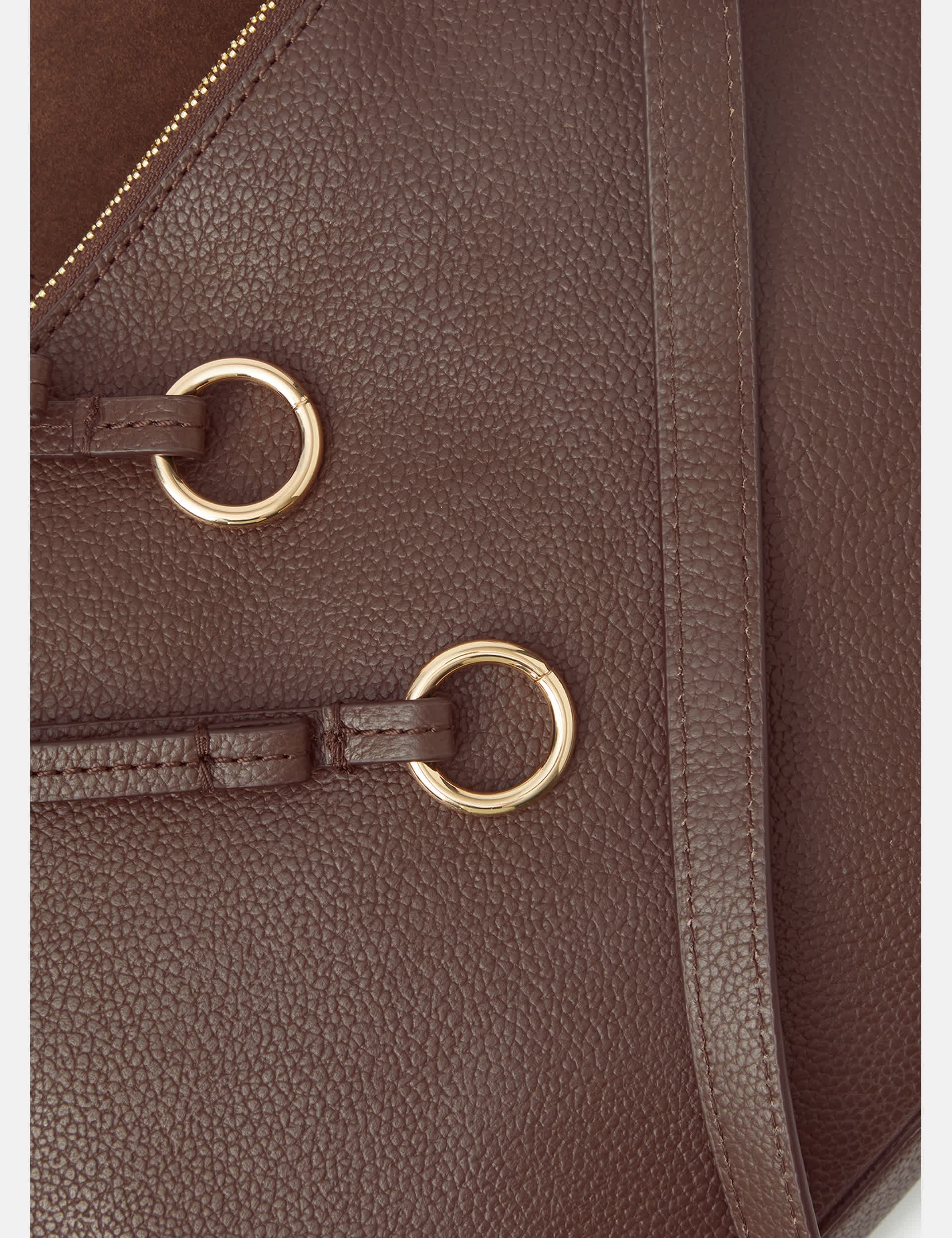 Accessorize leather curved messenger bag with suede, UK version