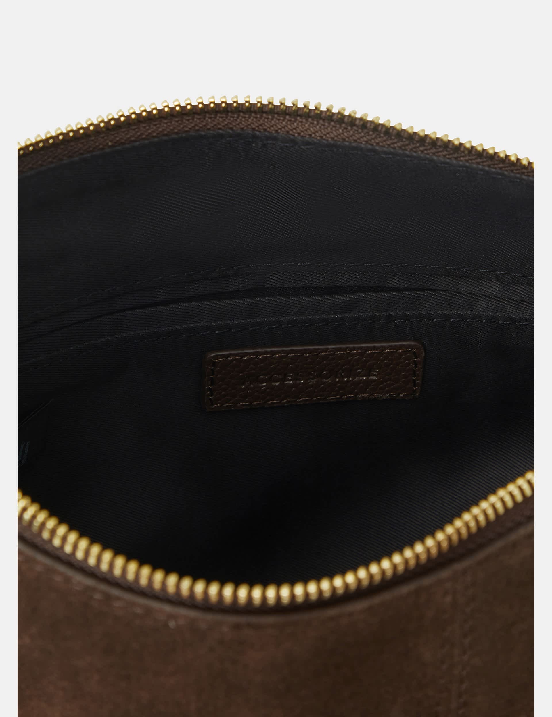 Accessorize leather curved messenger bag with suede, UK version