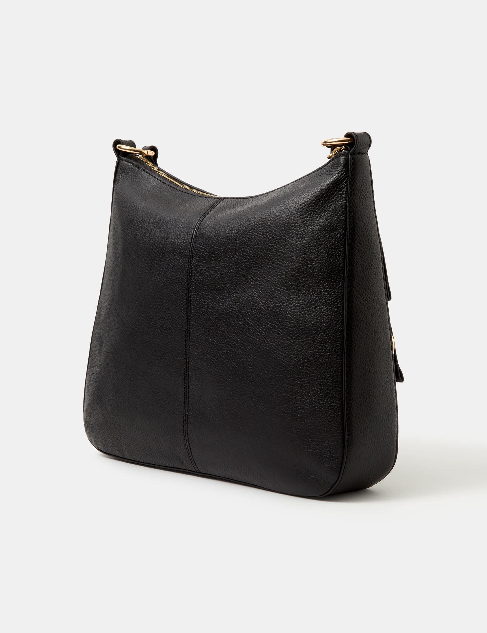 Accessorize leather curved messenger bag with suede, UK version