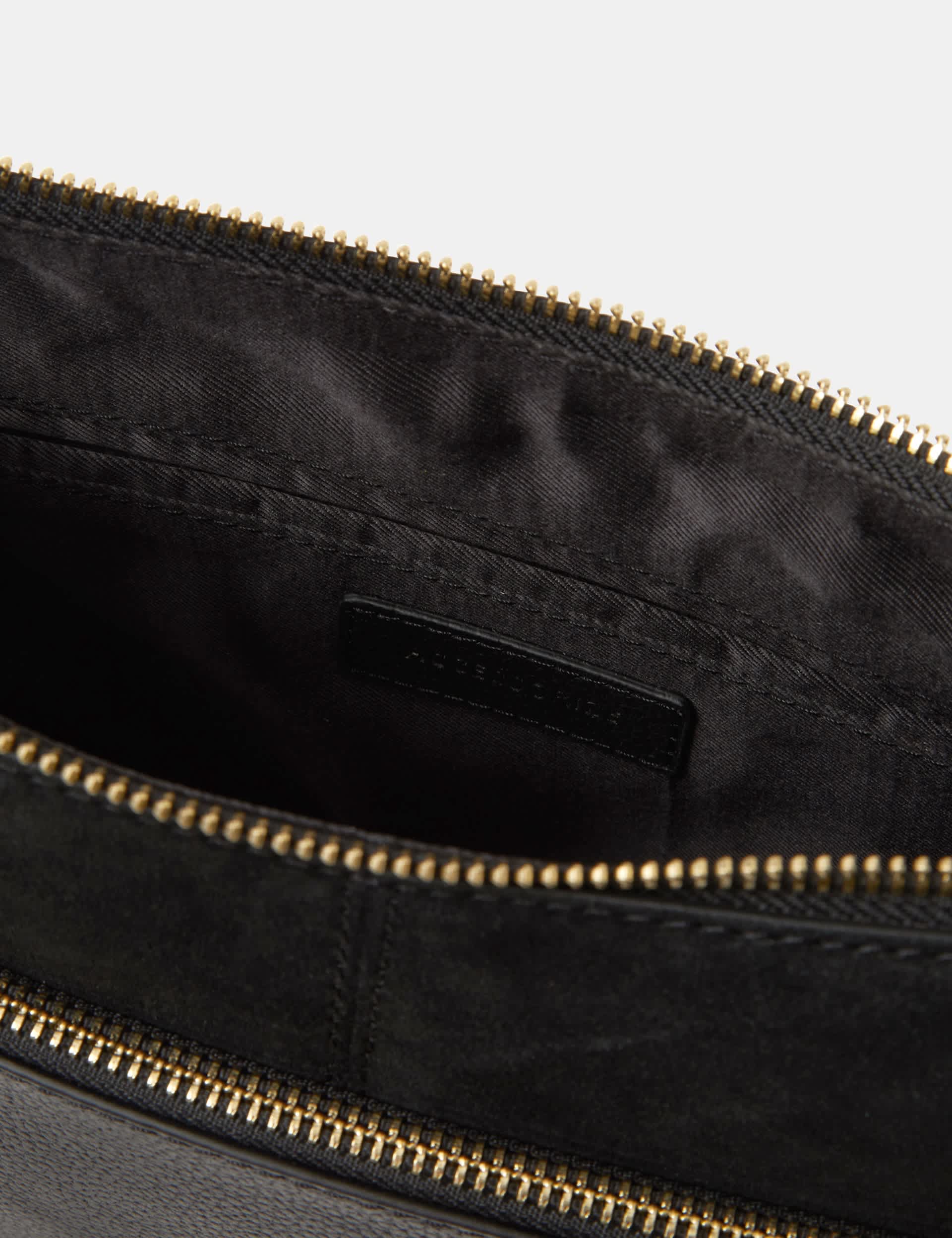 Accessorize leather curved messenger bag with suede, UK version
