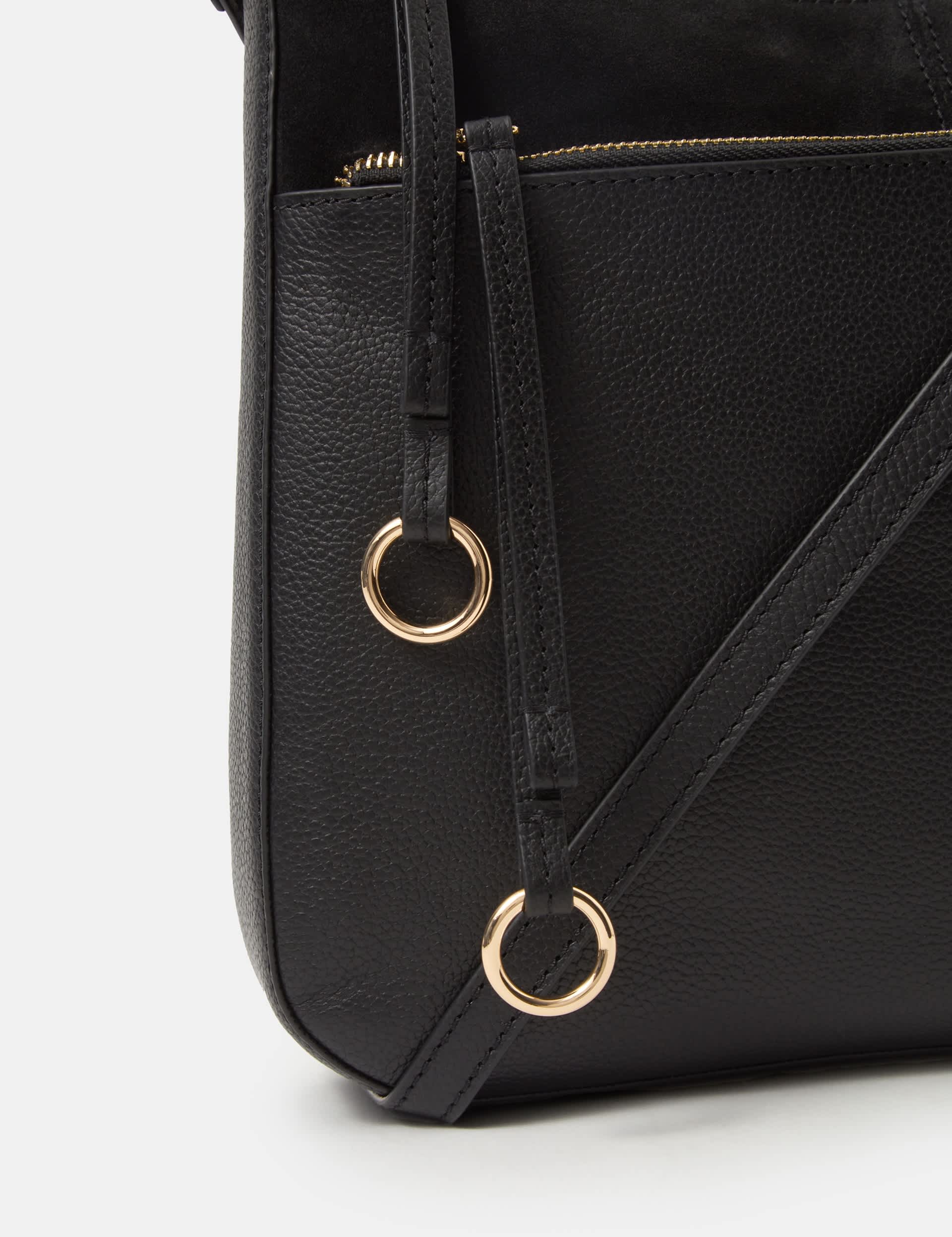 Accessorize leather curved messenger bag with suede, UK version