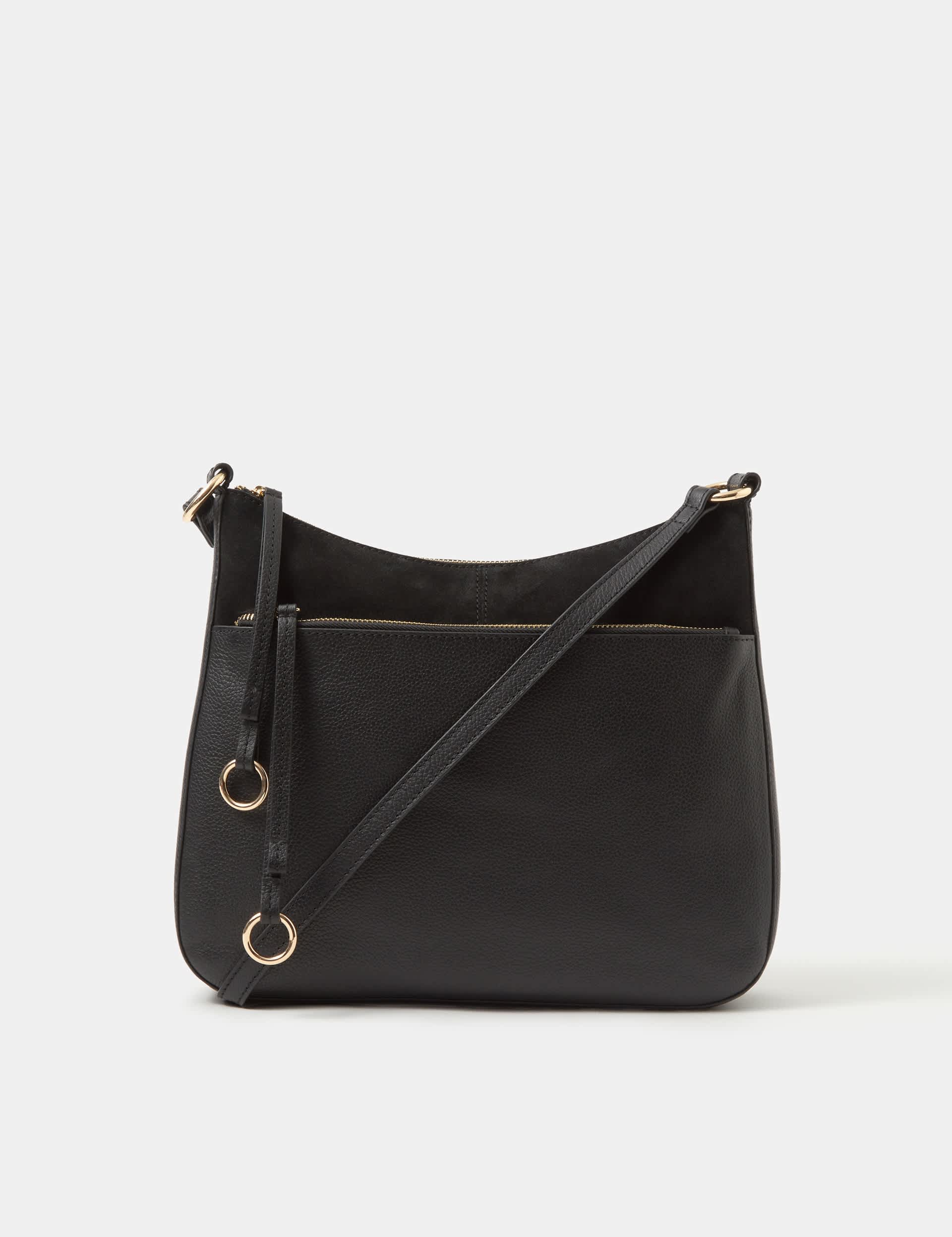 Accessorize leather curved messenger bag with suede, UK version