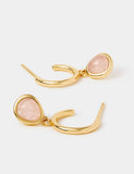 Accessorize rose quartz drop earrings 14ct gold plated, imported from the UK
