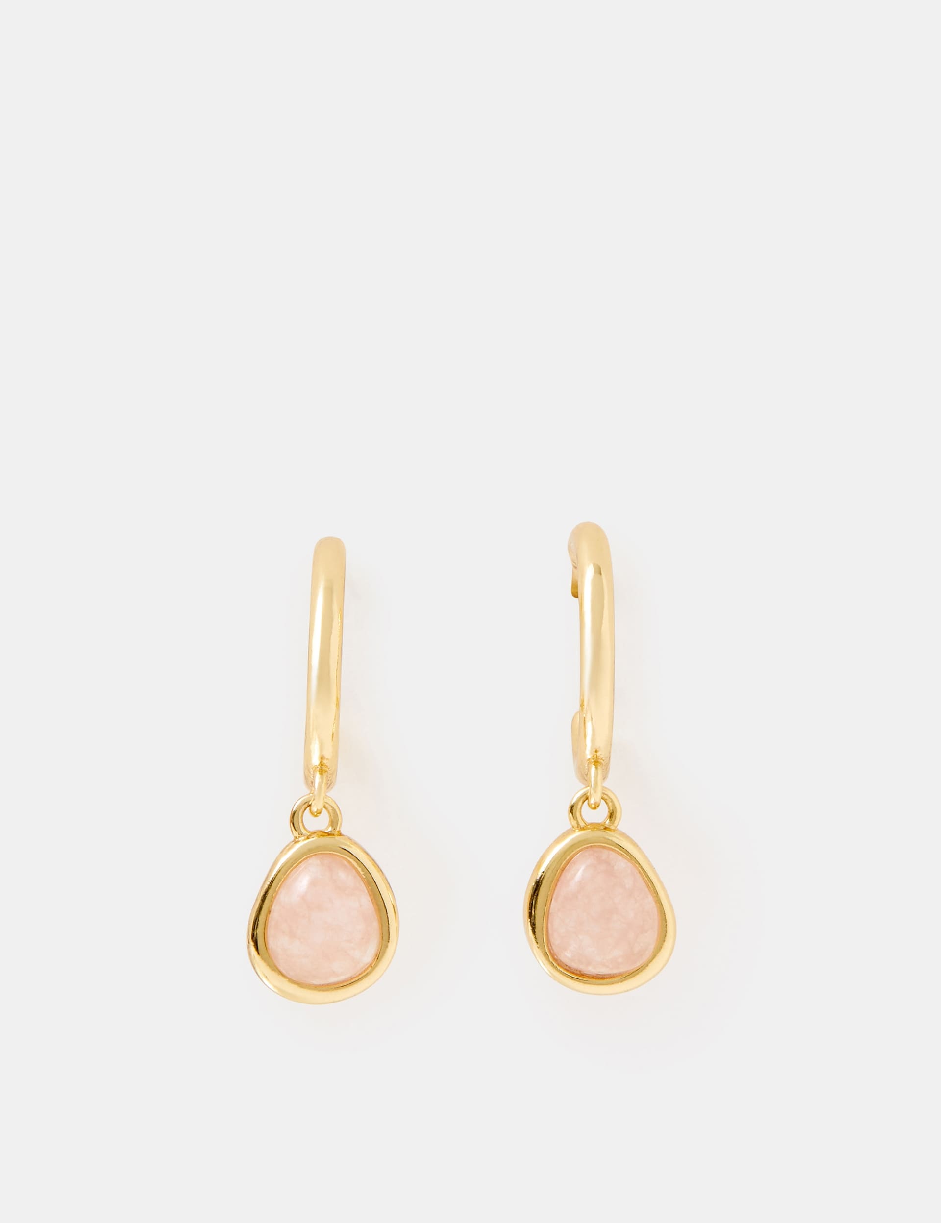 Accessorize rose quartz drop earrings 14ct gold plated, imported from the UK