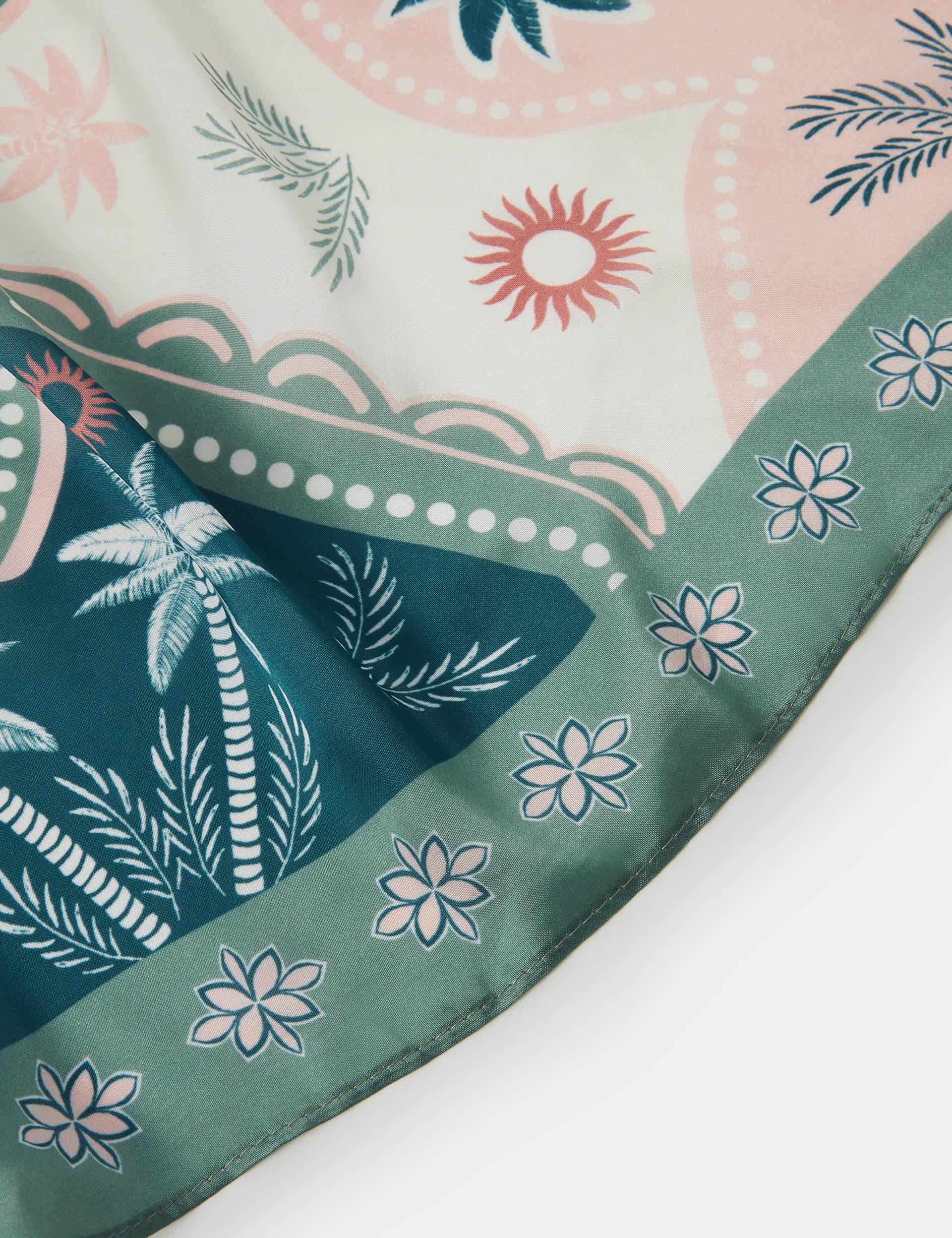 Accessorize satin square scarf with palm print, imported from the UK