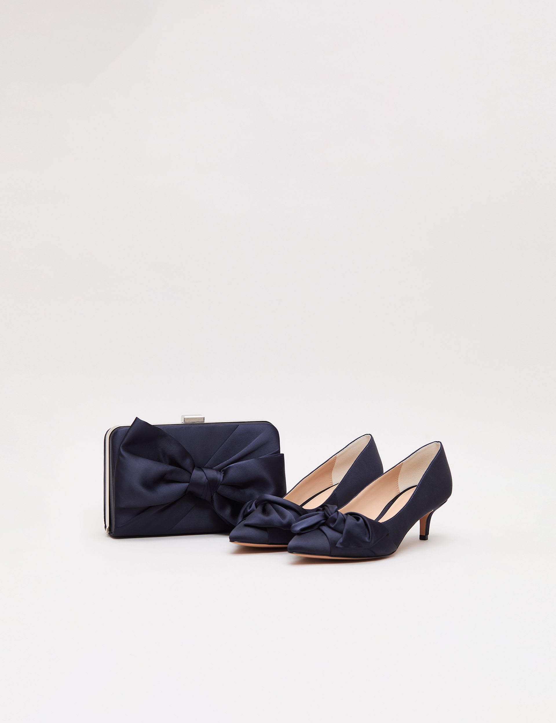 Phase Eight satin bow chain strap clutch bag, UK version