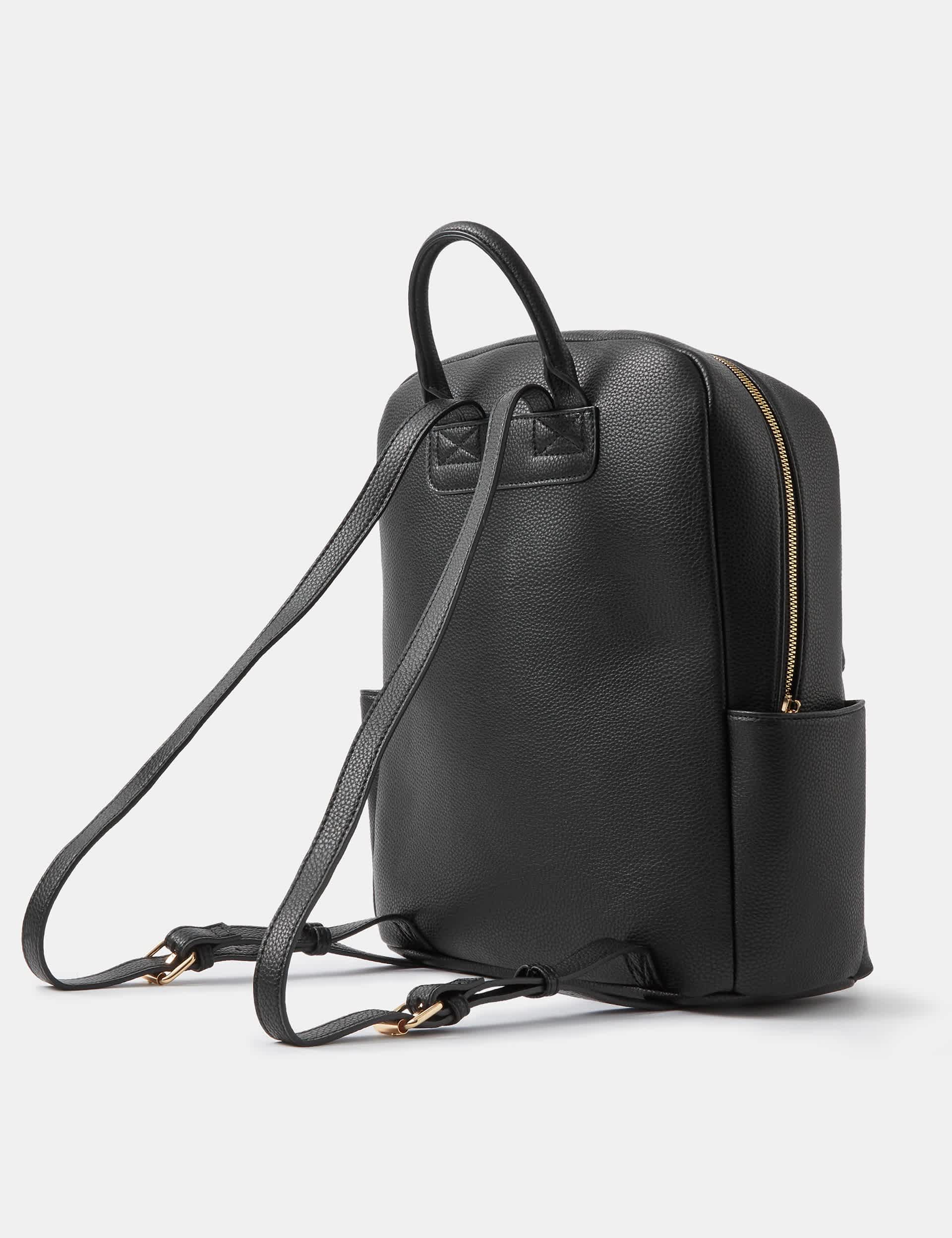 Accessorize faux leather backpack with polyurethane finish, imported from the UK