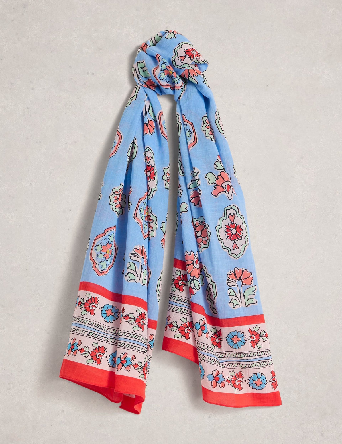 White Stuff Cotton Blend Printed Scarf