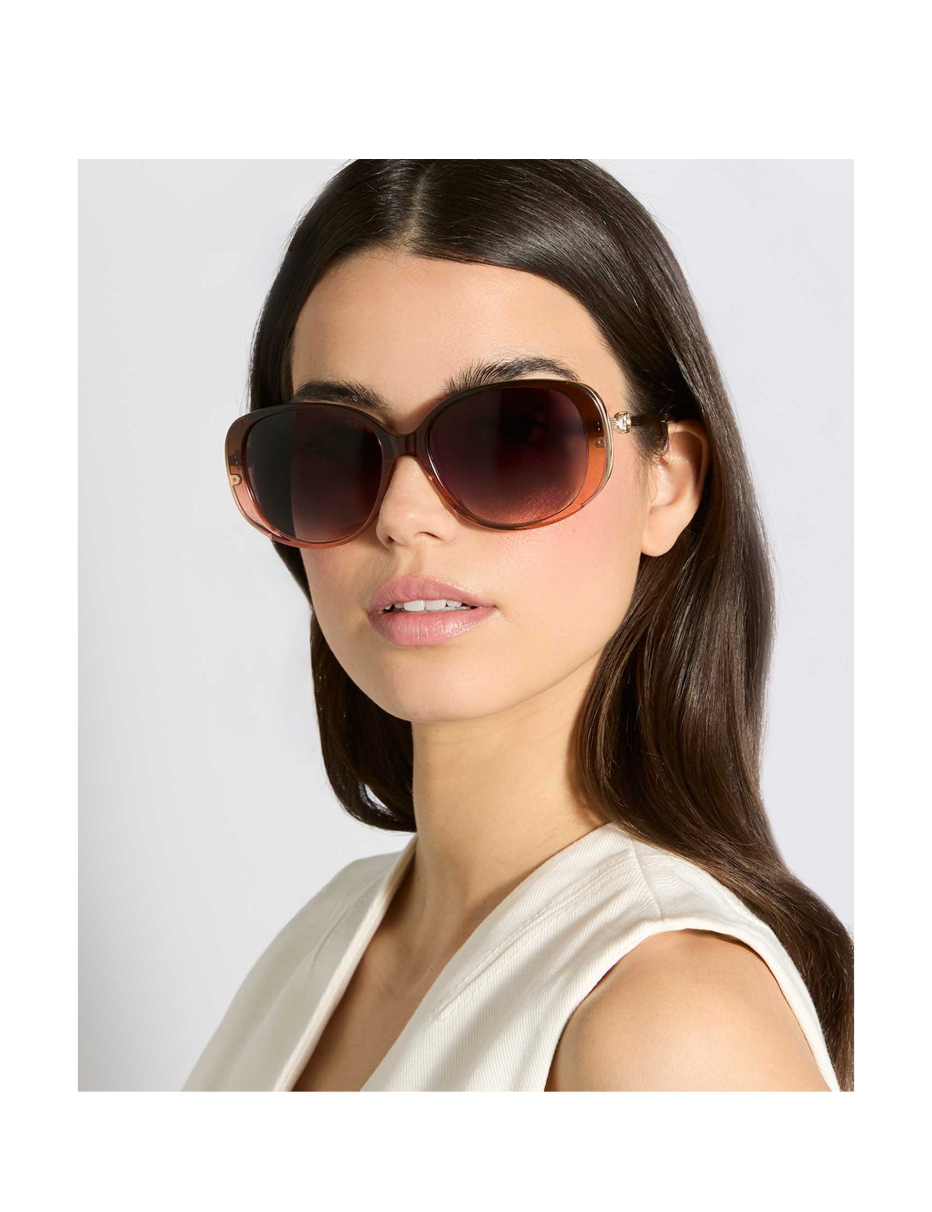 Dune London oversized square sunglasses with bronze tinted lenses, imported from the UK