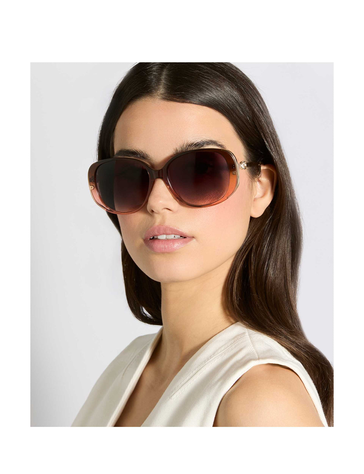 Dune London oversized square sunglasses with bronze tinted lenses, imported from the UK