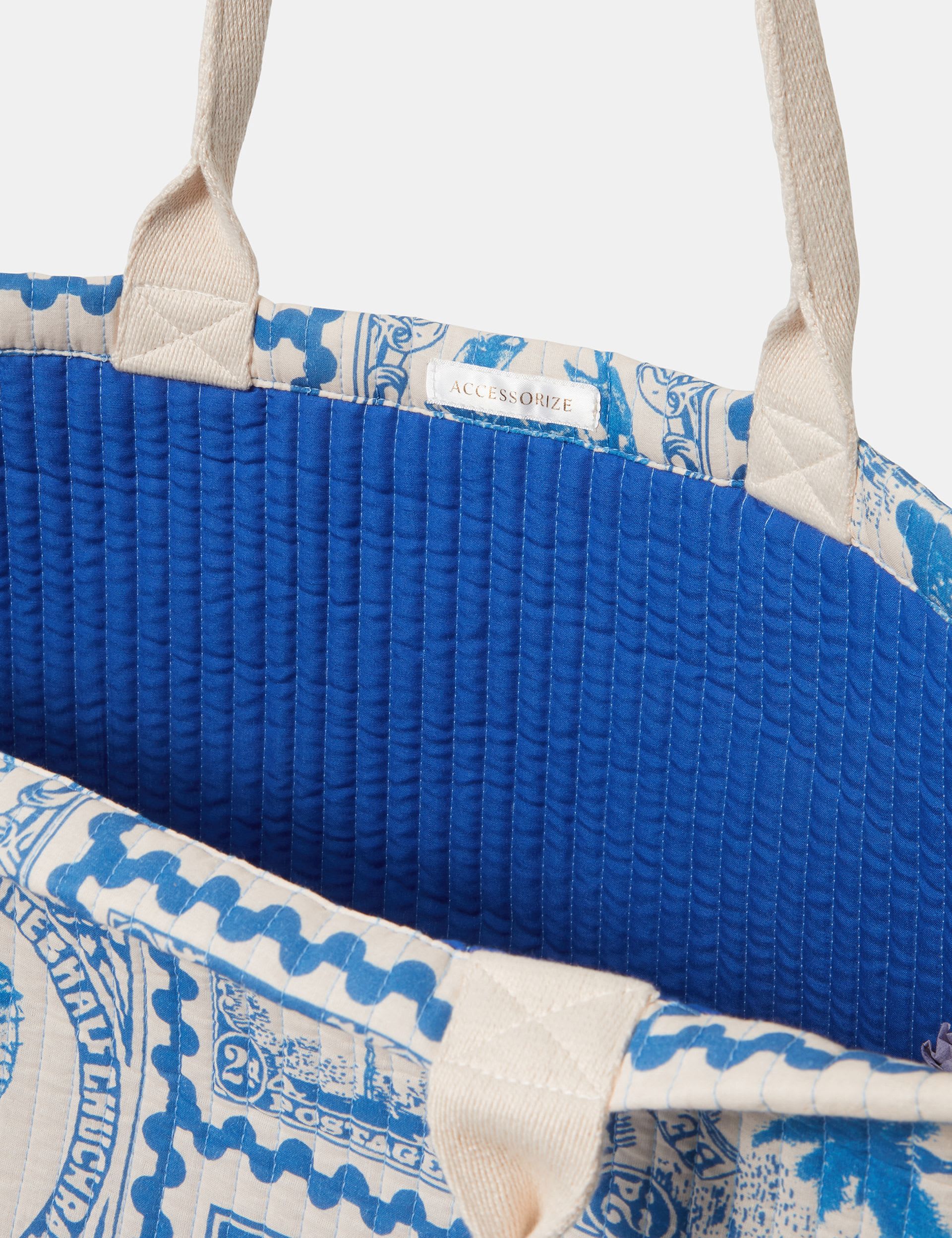 Accessorize printed quilted cotton tote bag, UK version