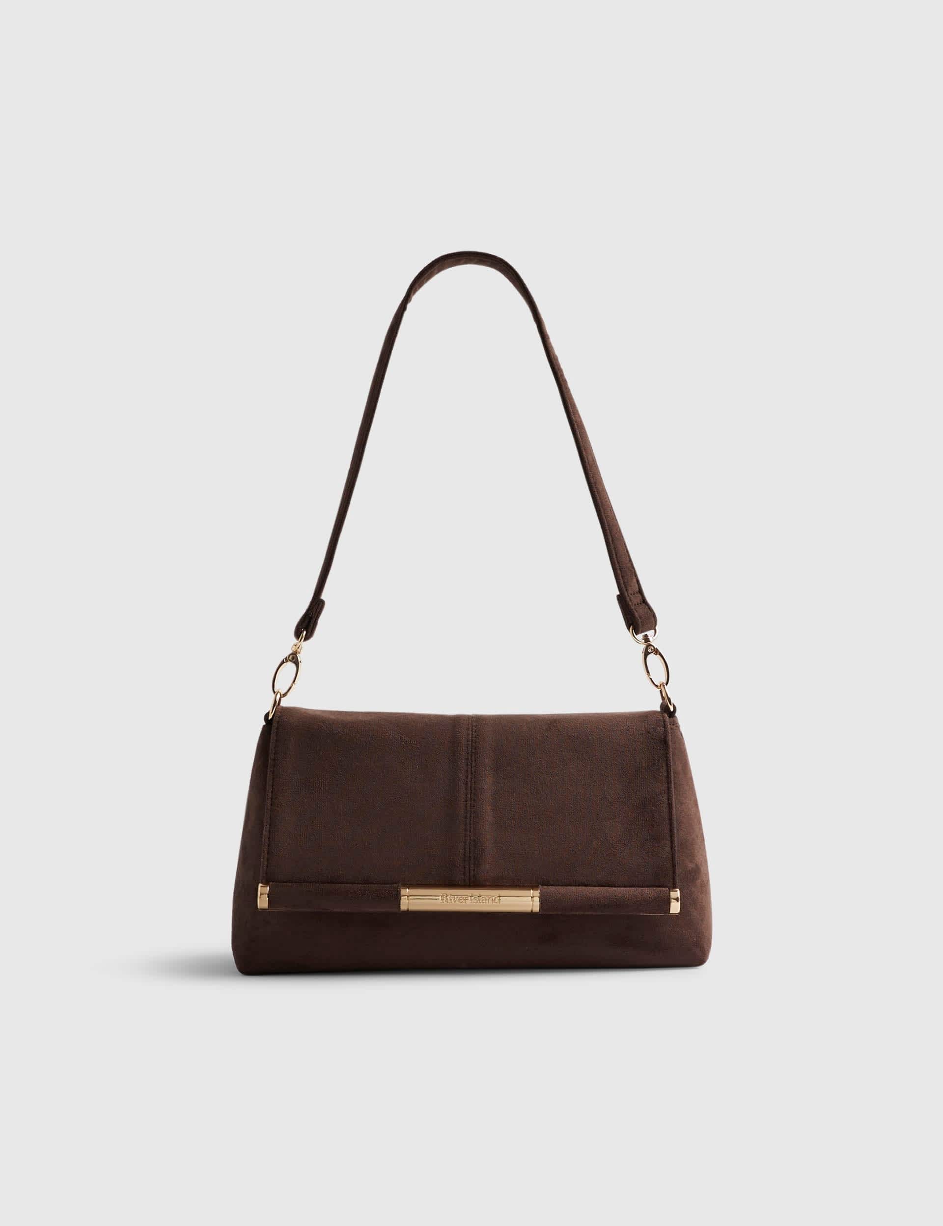 River Island faux suede bar front clutch bag (British brand)