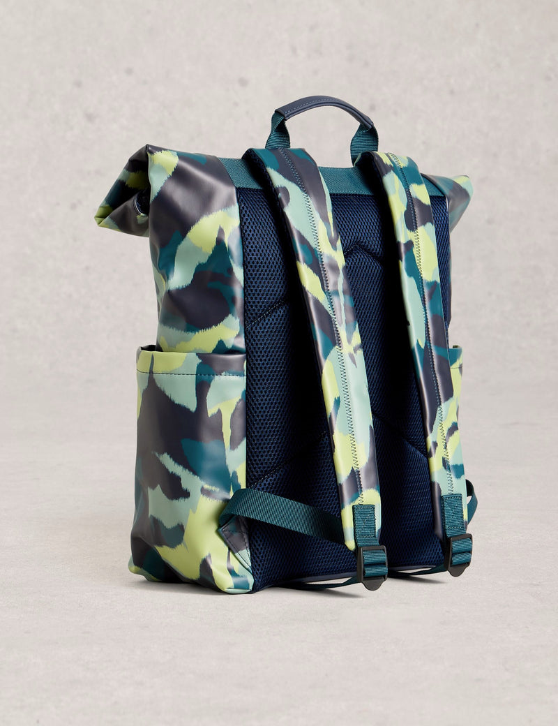 White Stuff rubberised backpack with roll-top closure - British product