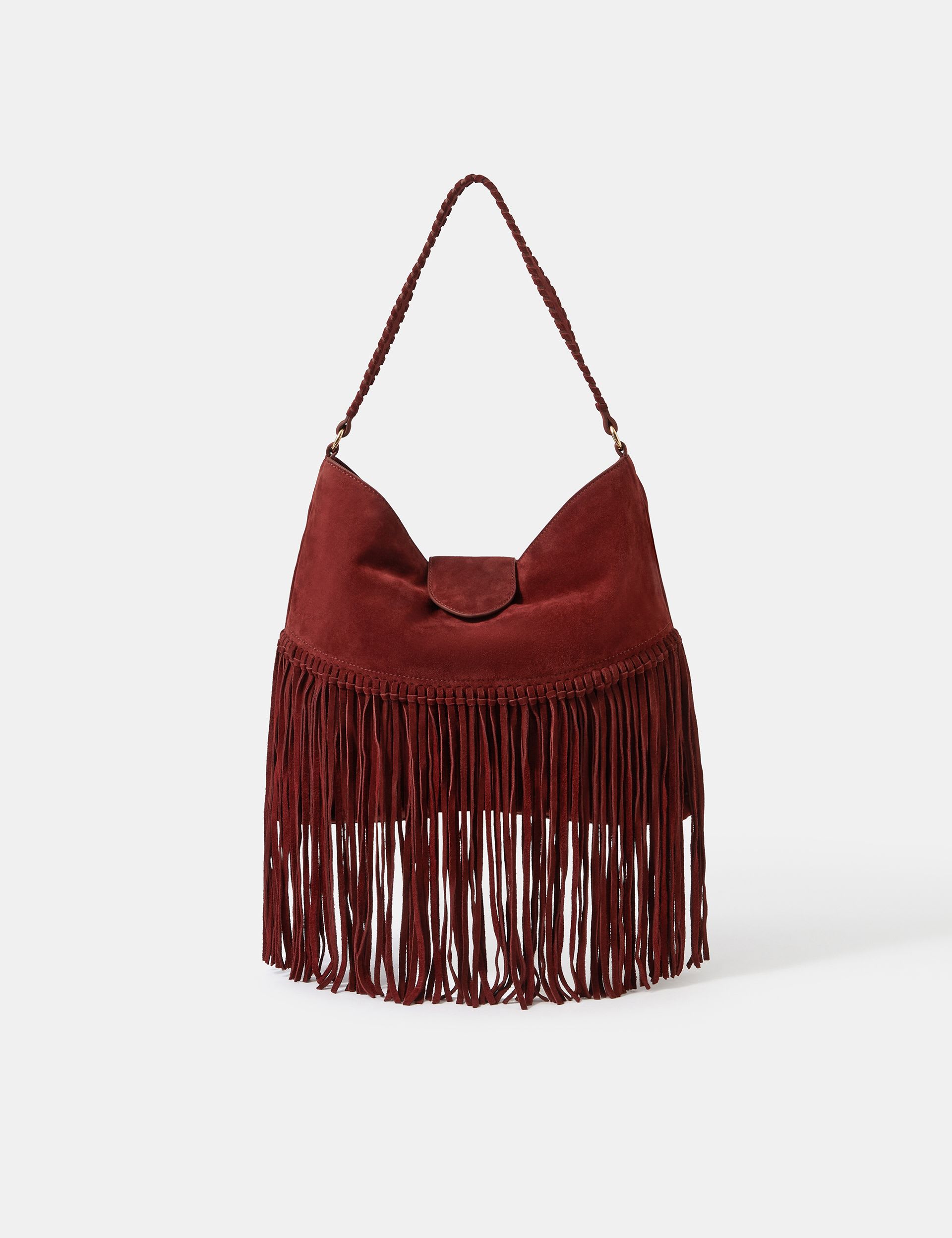 Accessorize suede fringed shoulder bag (British brand)