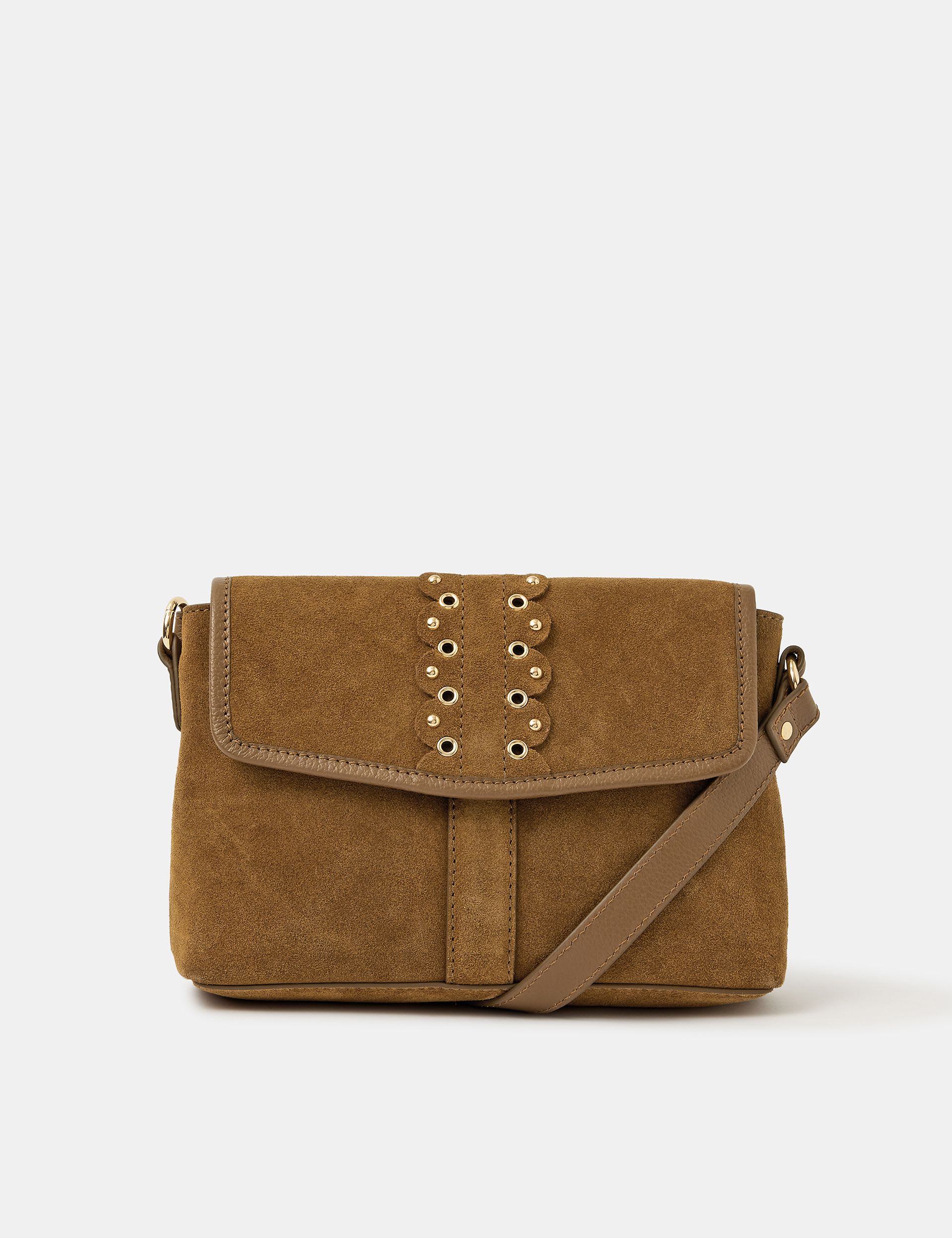 Accessorize suede cross body bag with eyelet detail, UK version
