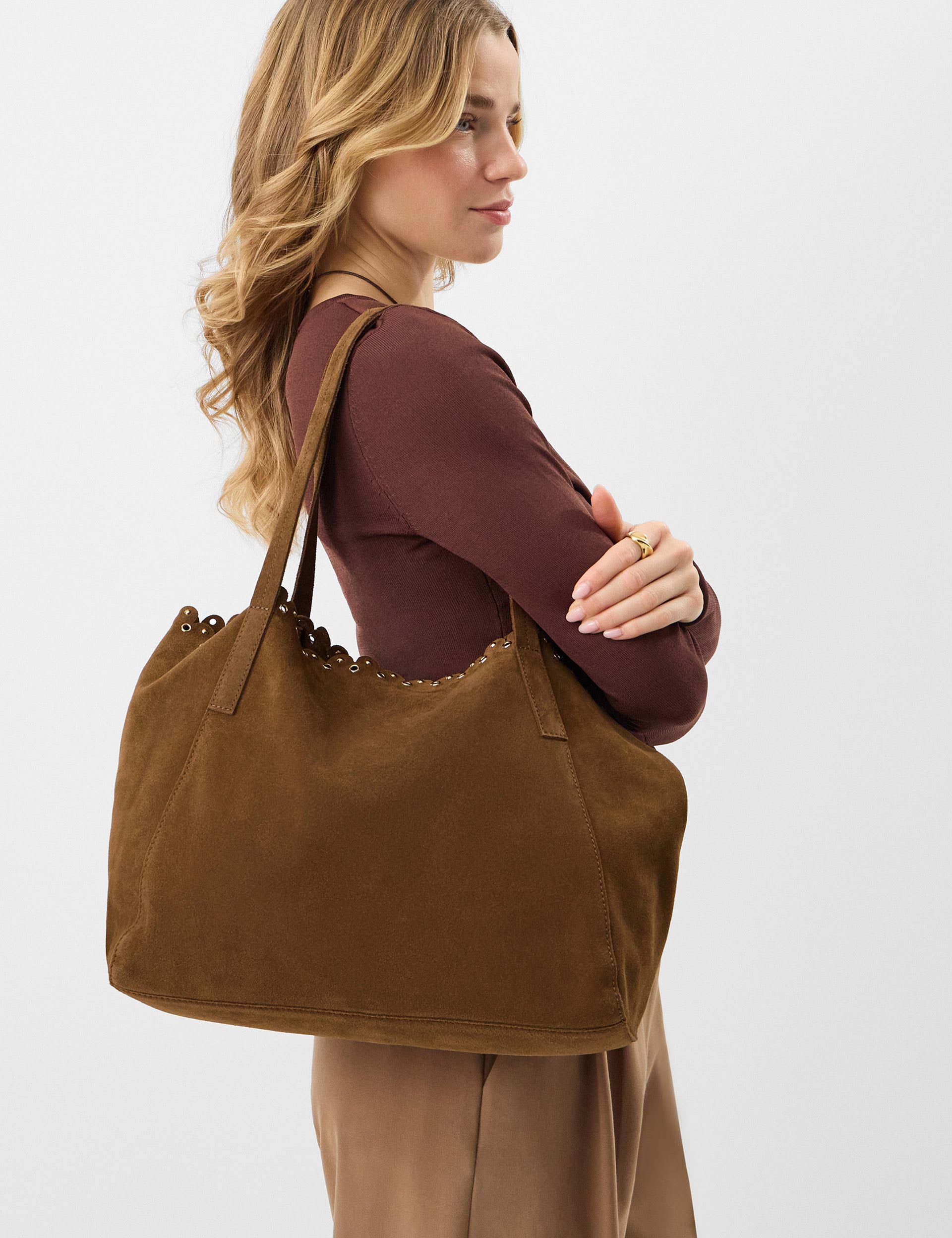 Accessorize suede eyelet tote bag 48cm, imported from the UK