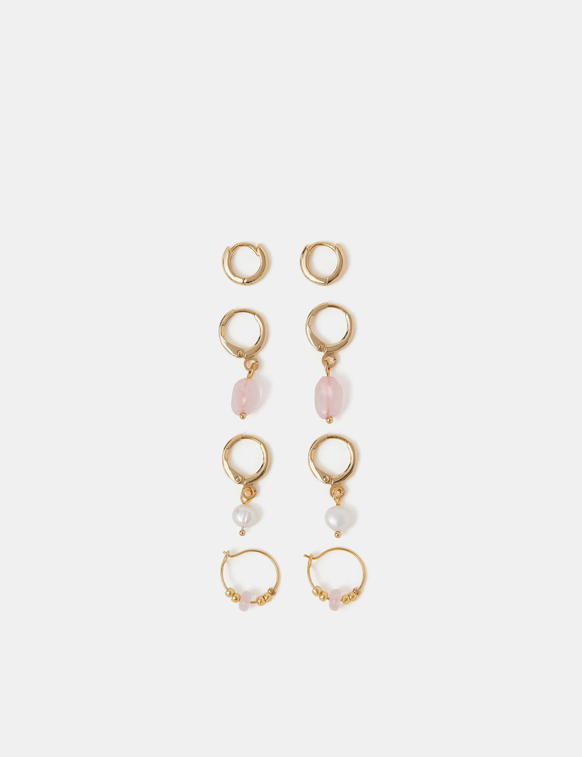 Accessorize 4 pack gold plated hoop earrings set, imported from the UK