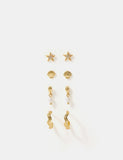 Accessorize gold plated earrings set 4 pack with coastal designs, imported from the UK