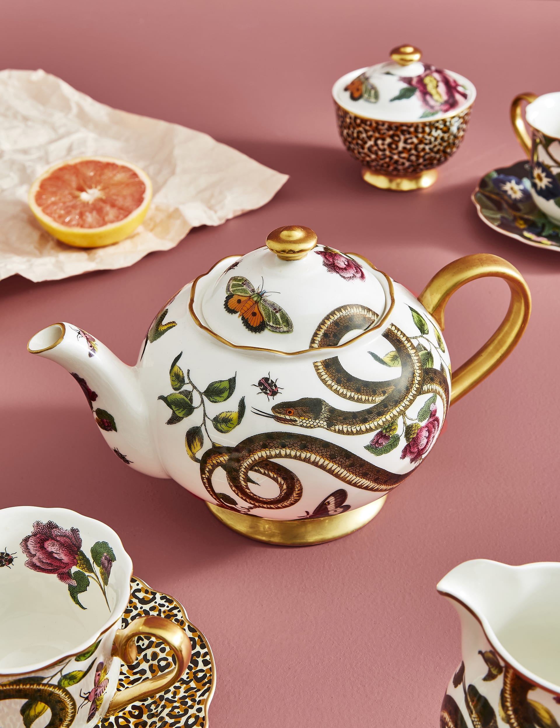 Creatures of Curiosity snake teapot, fine china, UK version