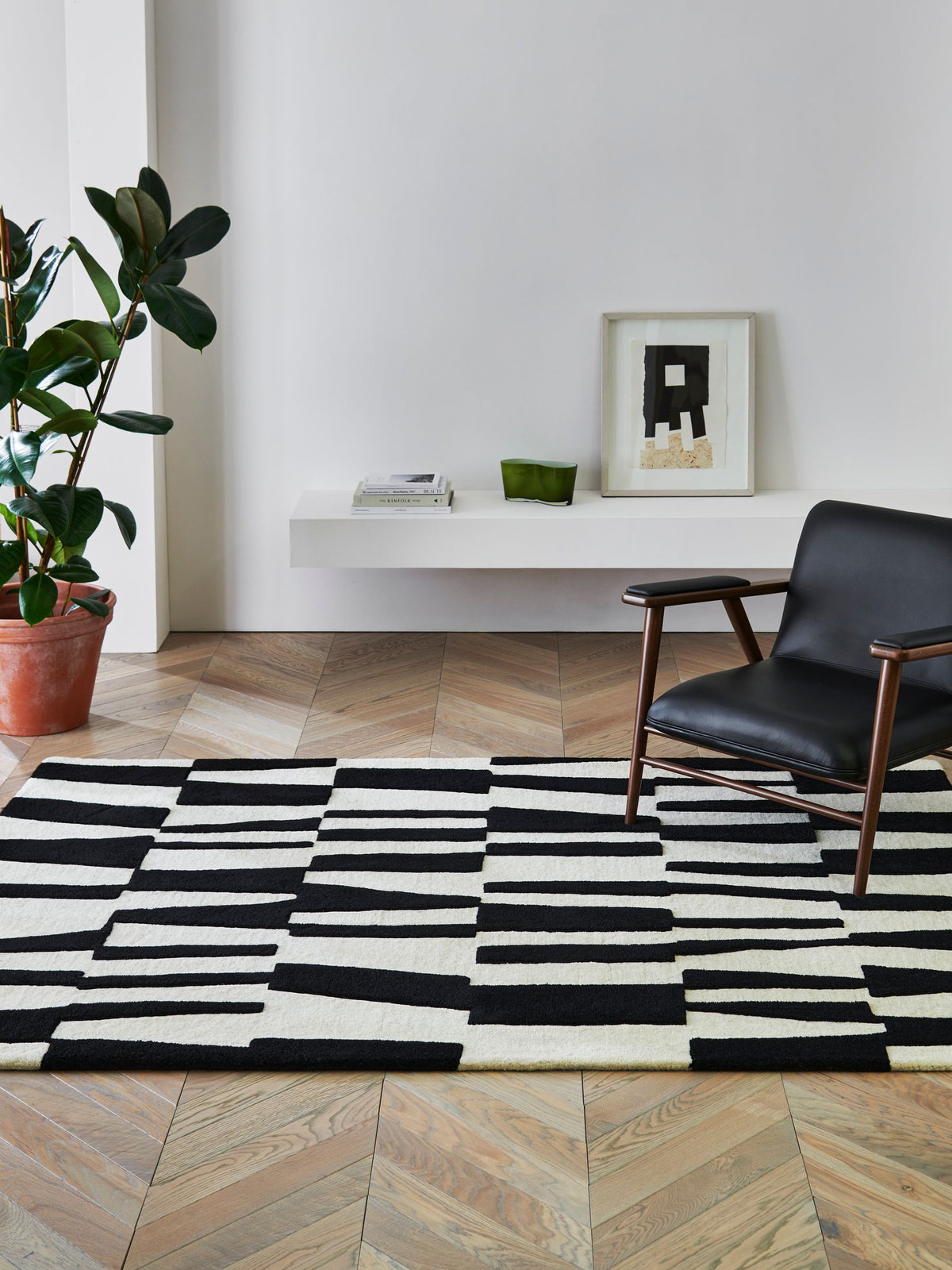 Jasper Conran London monochrome papercut wool tufted rug, UK version