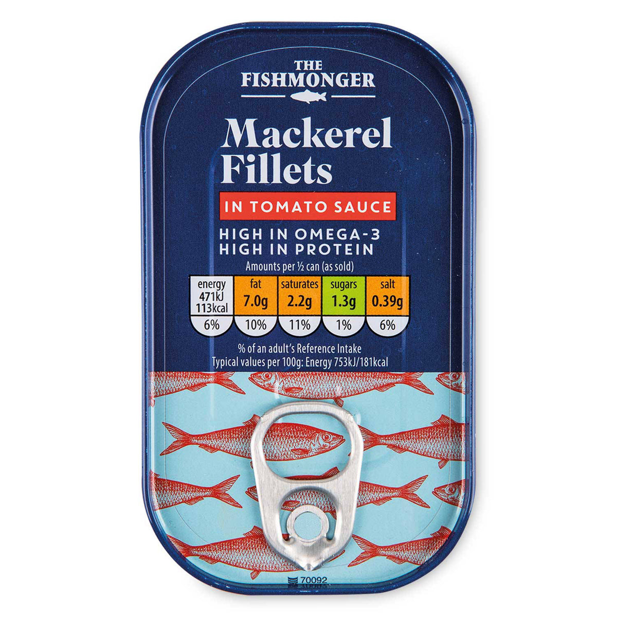 Mackerel fillets in tomato sauce 125g canned fish (British brand)