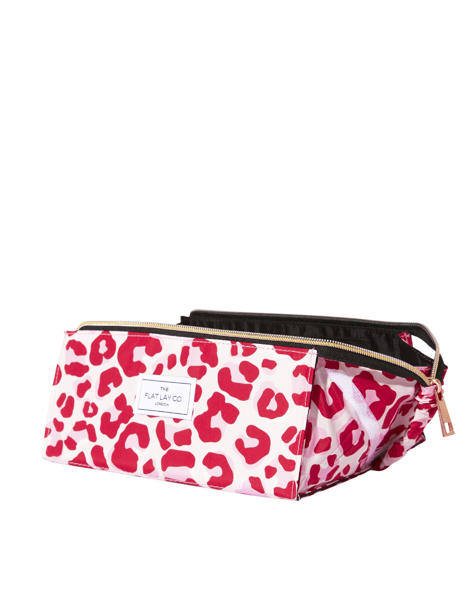 Flat Lay Co. pink leopard makeup box bag, imported from the UK