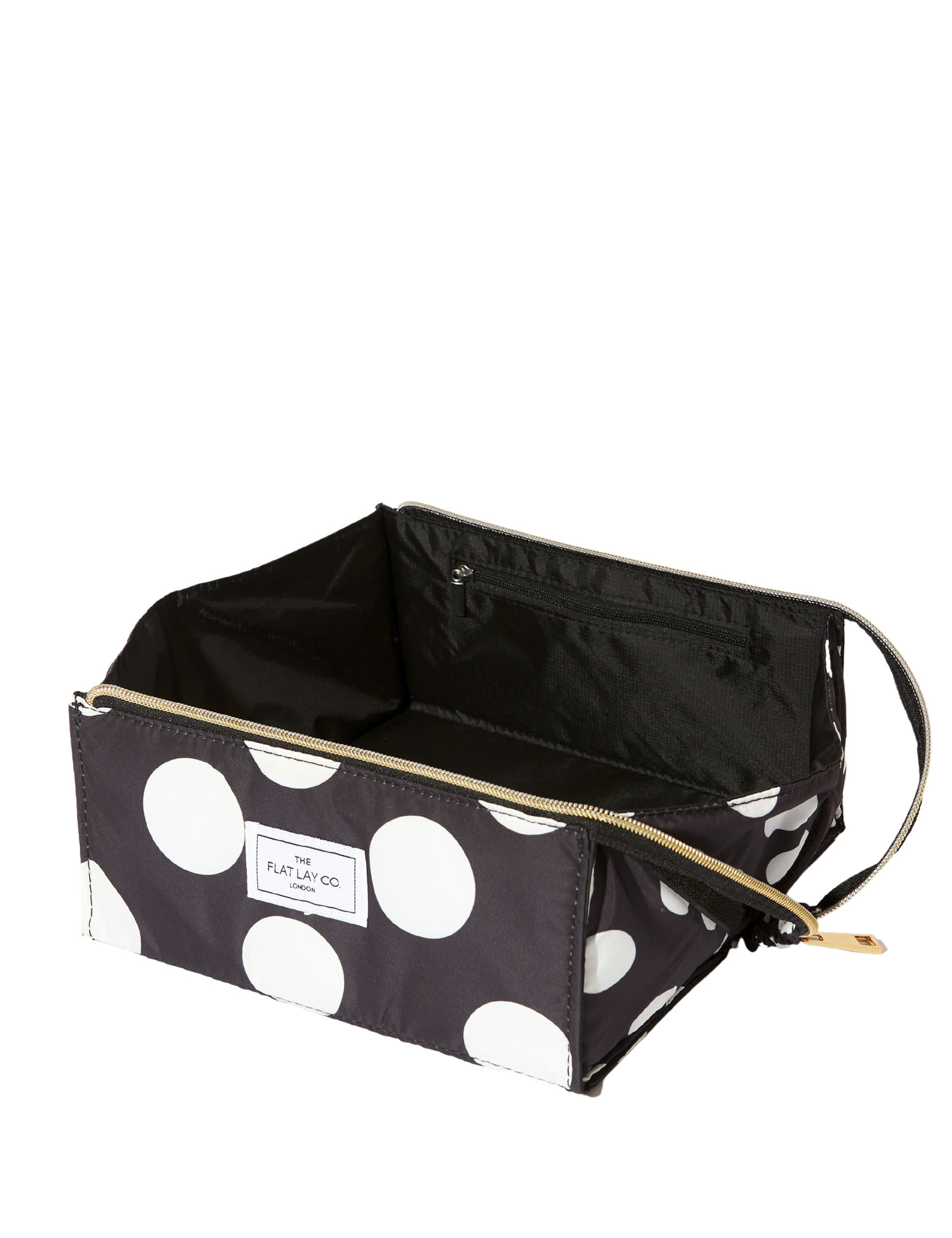 The Flat Lay Co. makeup box bag in double spots, imported from the UK