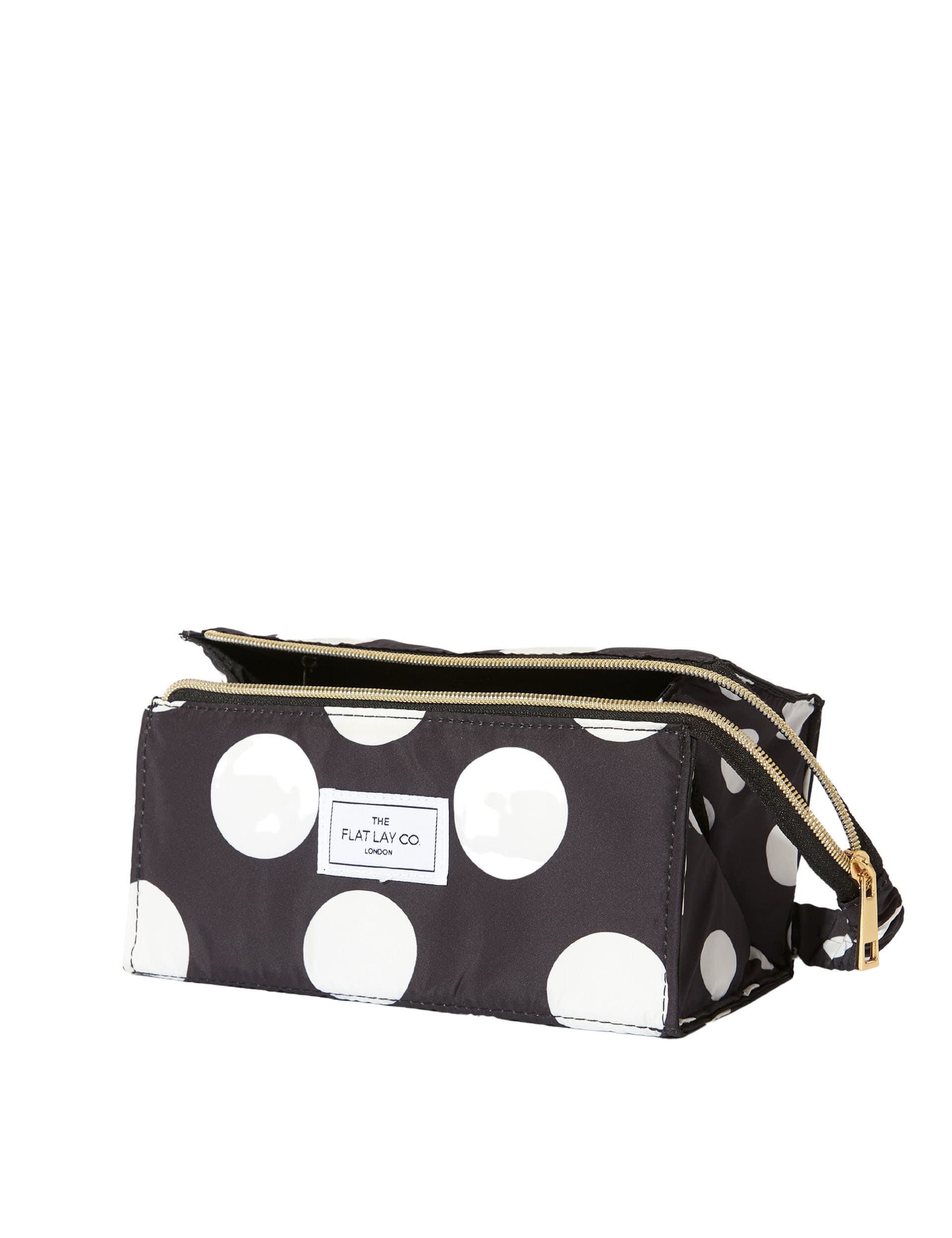 The Flat Lay Co. makeup box bag in double spots, imported from the UK
