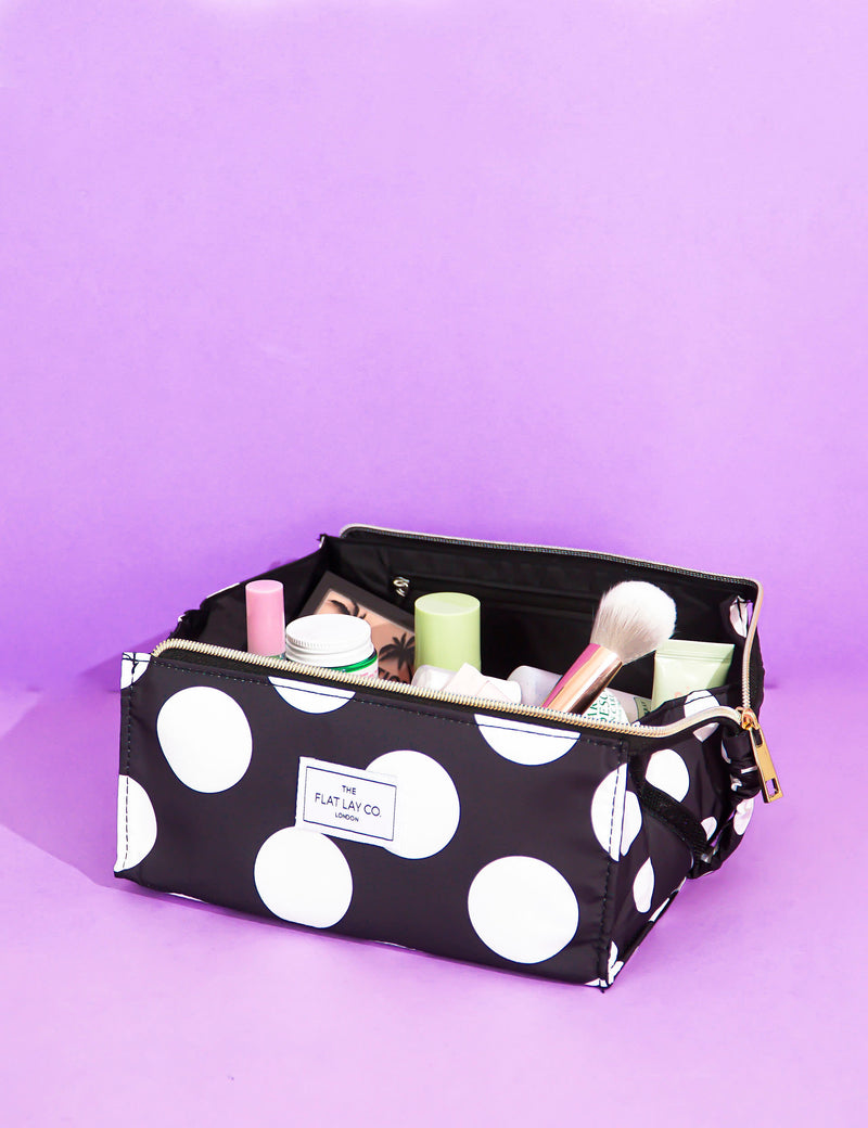 The Flat Lay Co. makeup box bag in double spots, imported from the UK