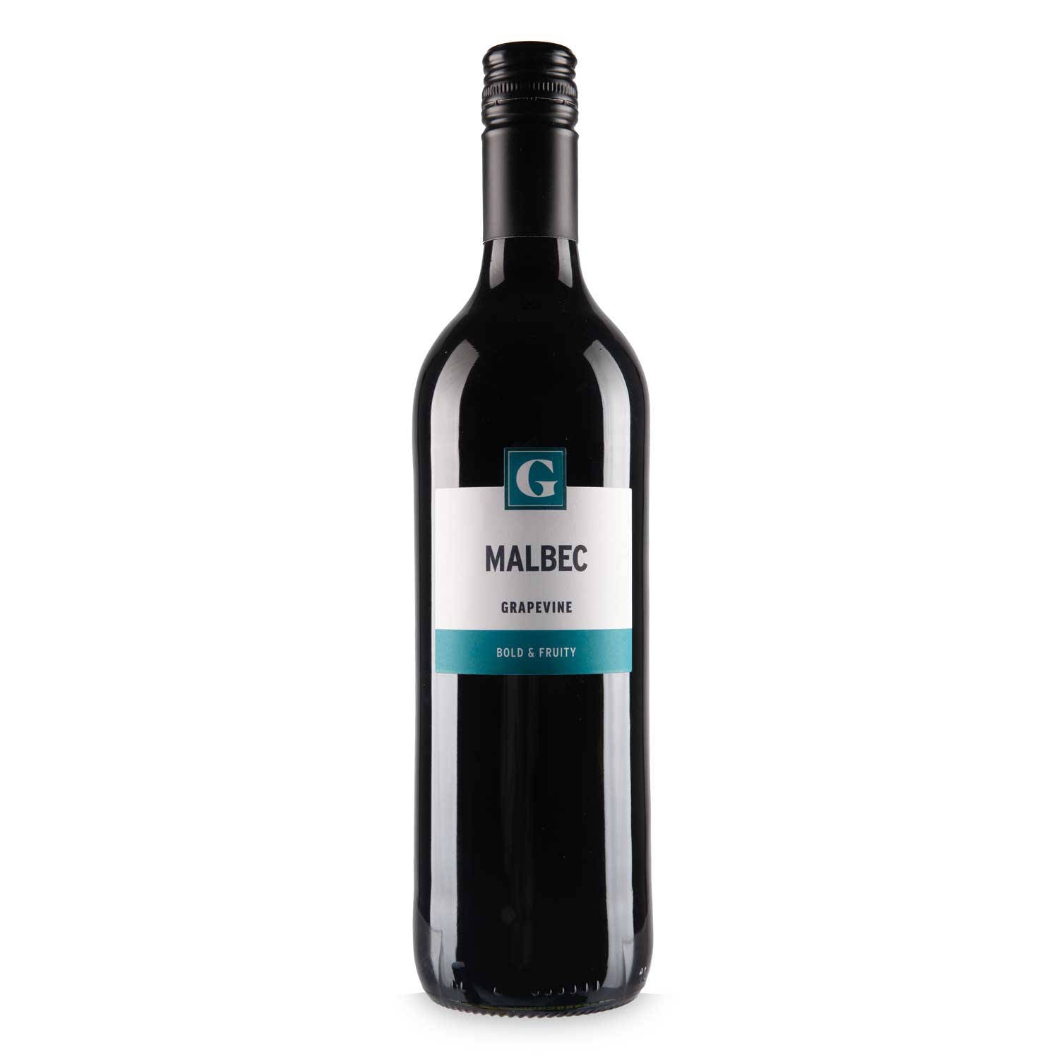 Grapevine Malbec red wine bottle, free from sesame seeds (British brand)