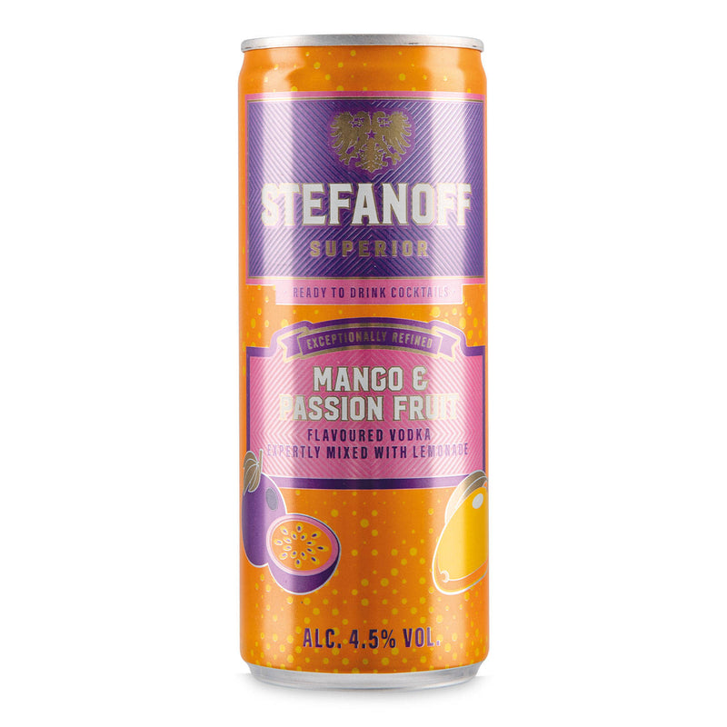 Canned cocktail mango passion fruit lemonade 250ml, imported from the UK