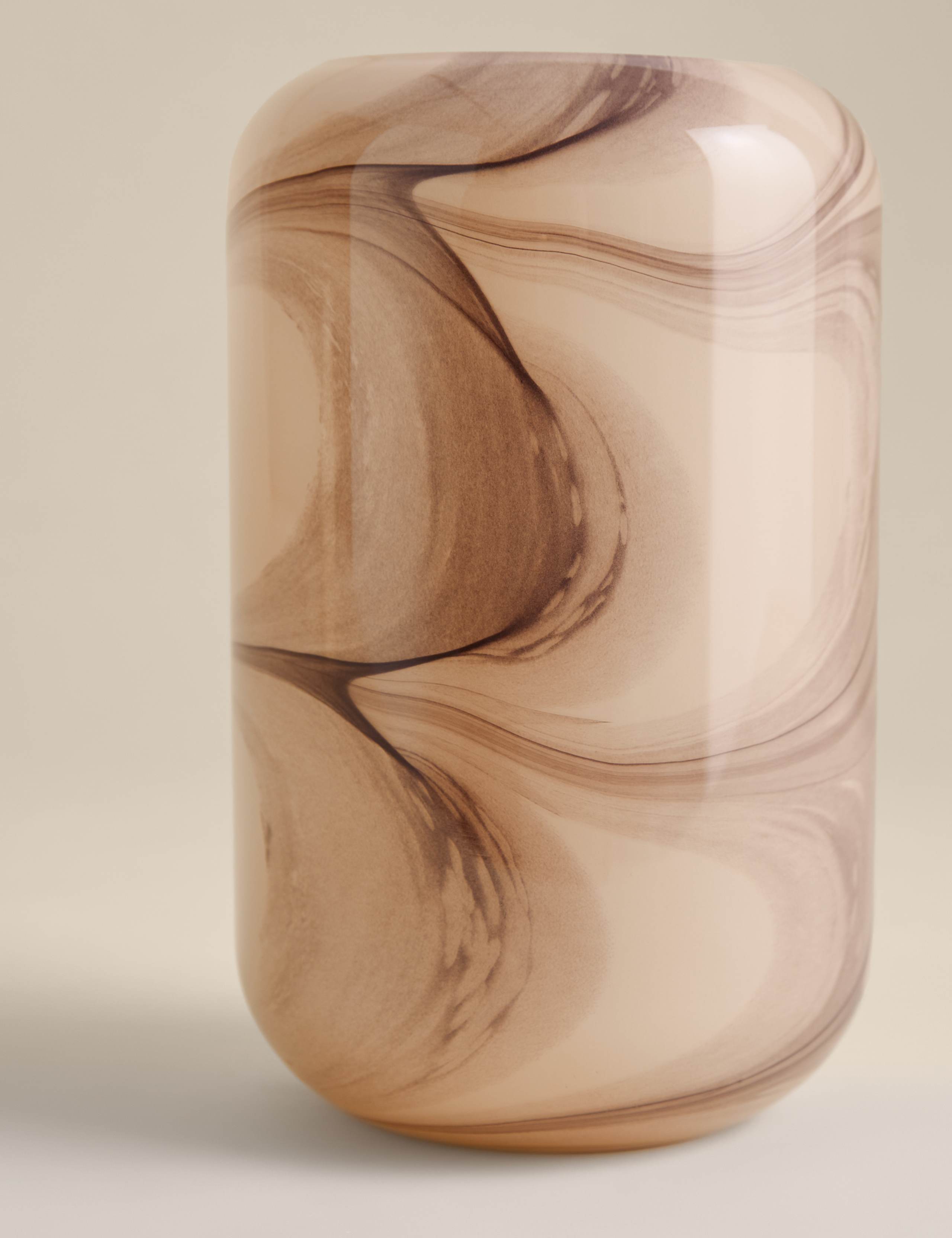 Marble effect glass cylinder vase 25cm - British product