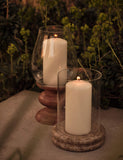 Marble hurricane candle holder with clear glass cylinder, UK version
