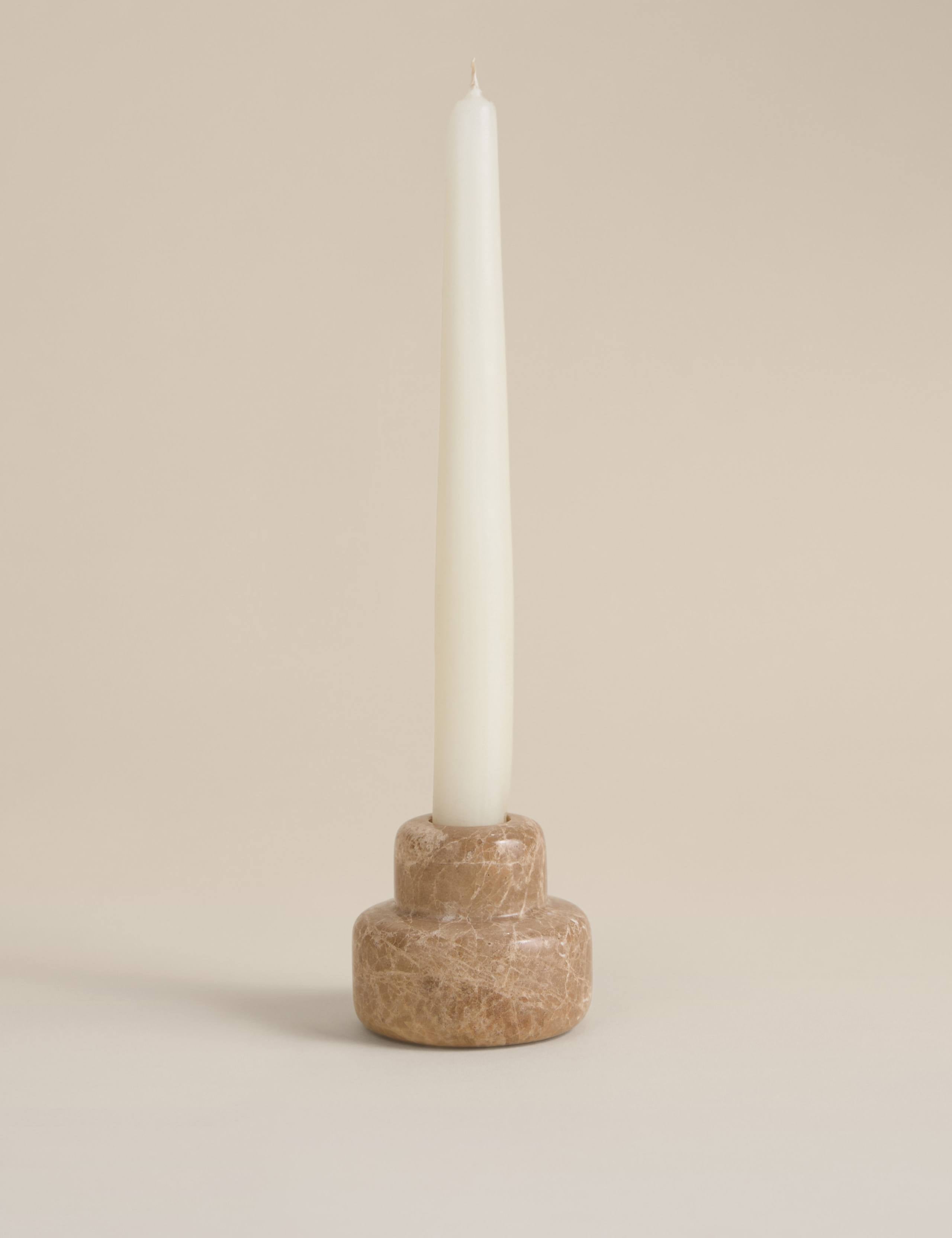 Marble hybrid candle holder with taper and tealight - British product
