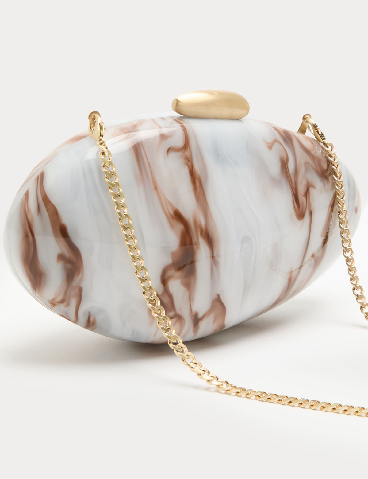 M&S marble pearl clutch bag with gold-tone hardware (British brand)