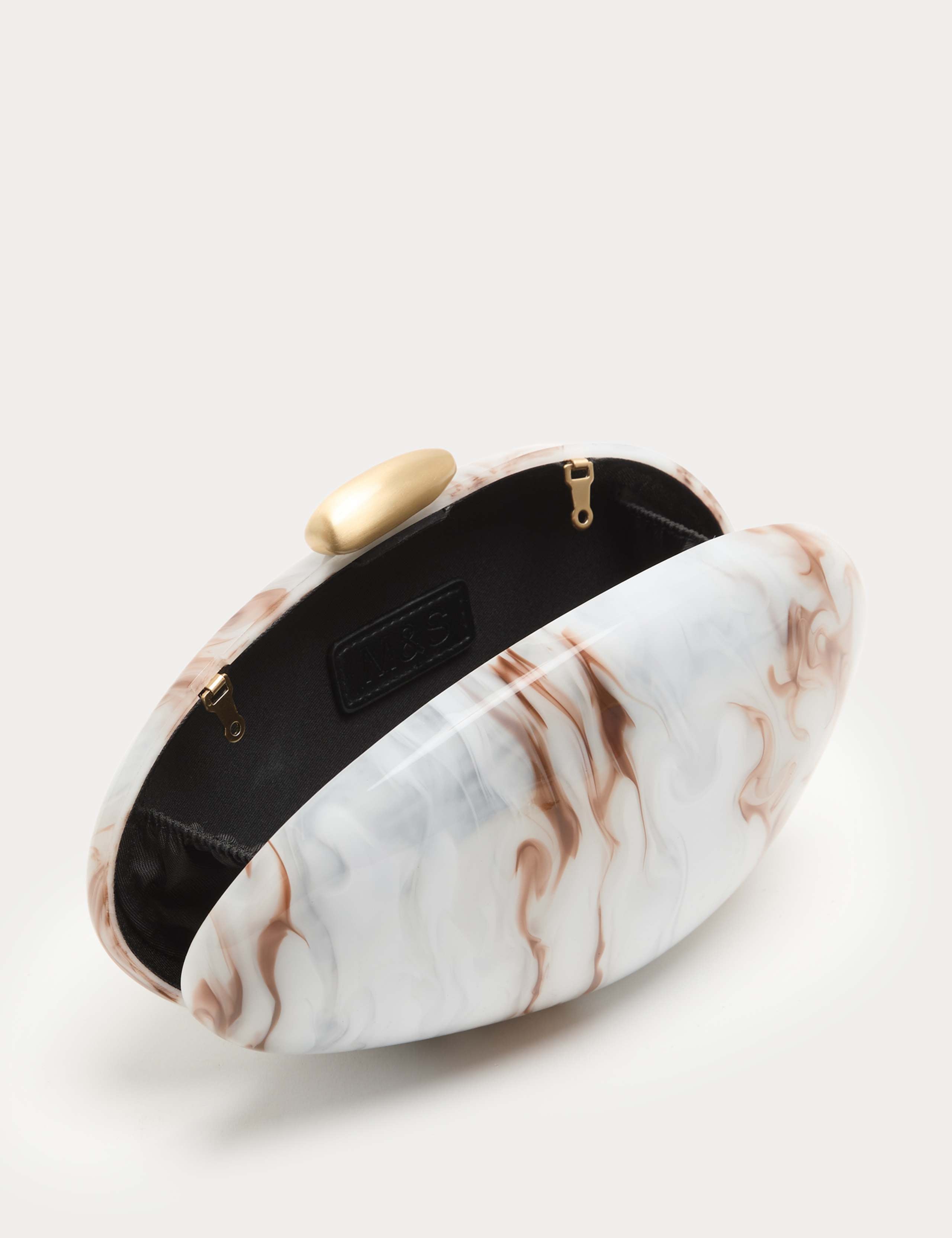 M&S marble pearl clutch bag with gold-tone hardware (British brand)