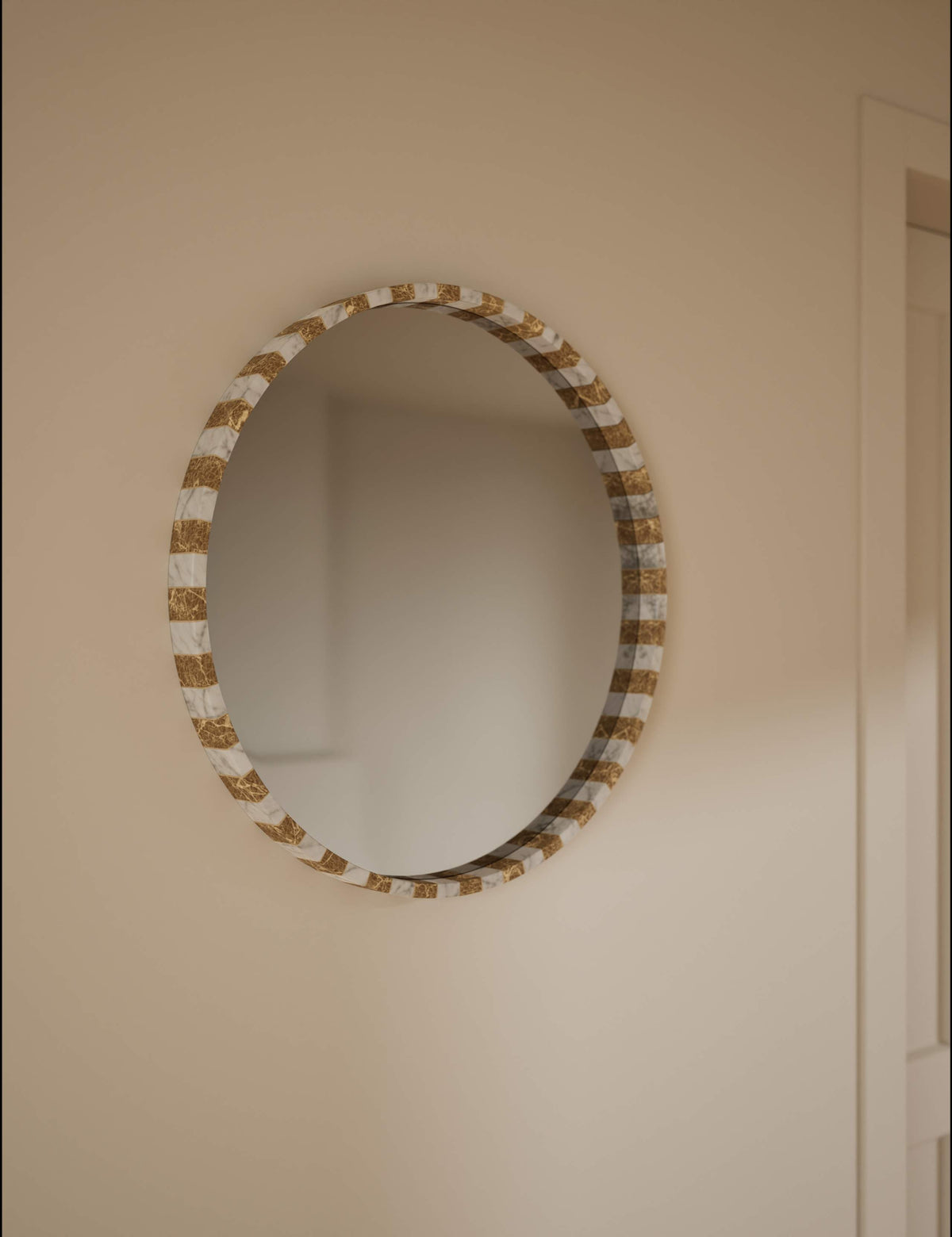 Round marble wall mirror 65cm diameter, imported from the UK