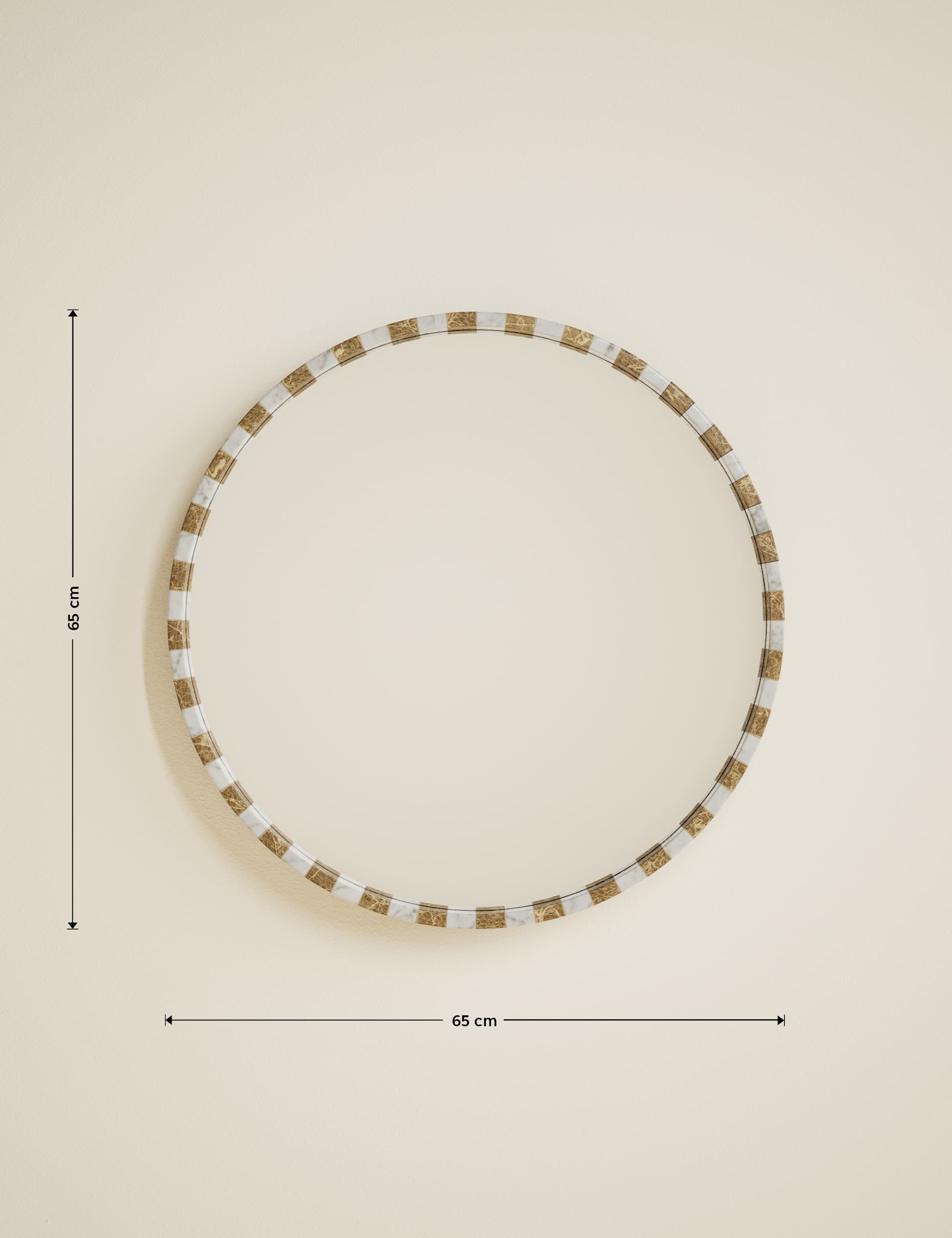Round marble wall mirror 65cm diameter, imported from the UK