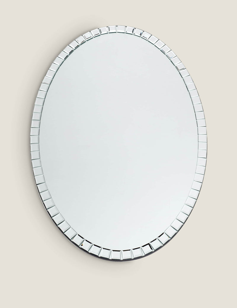 Laura Ashley Marcella oval wall mirror with bevelled mirror tiles - British product