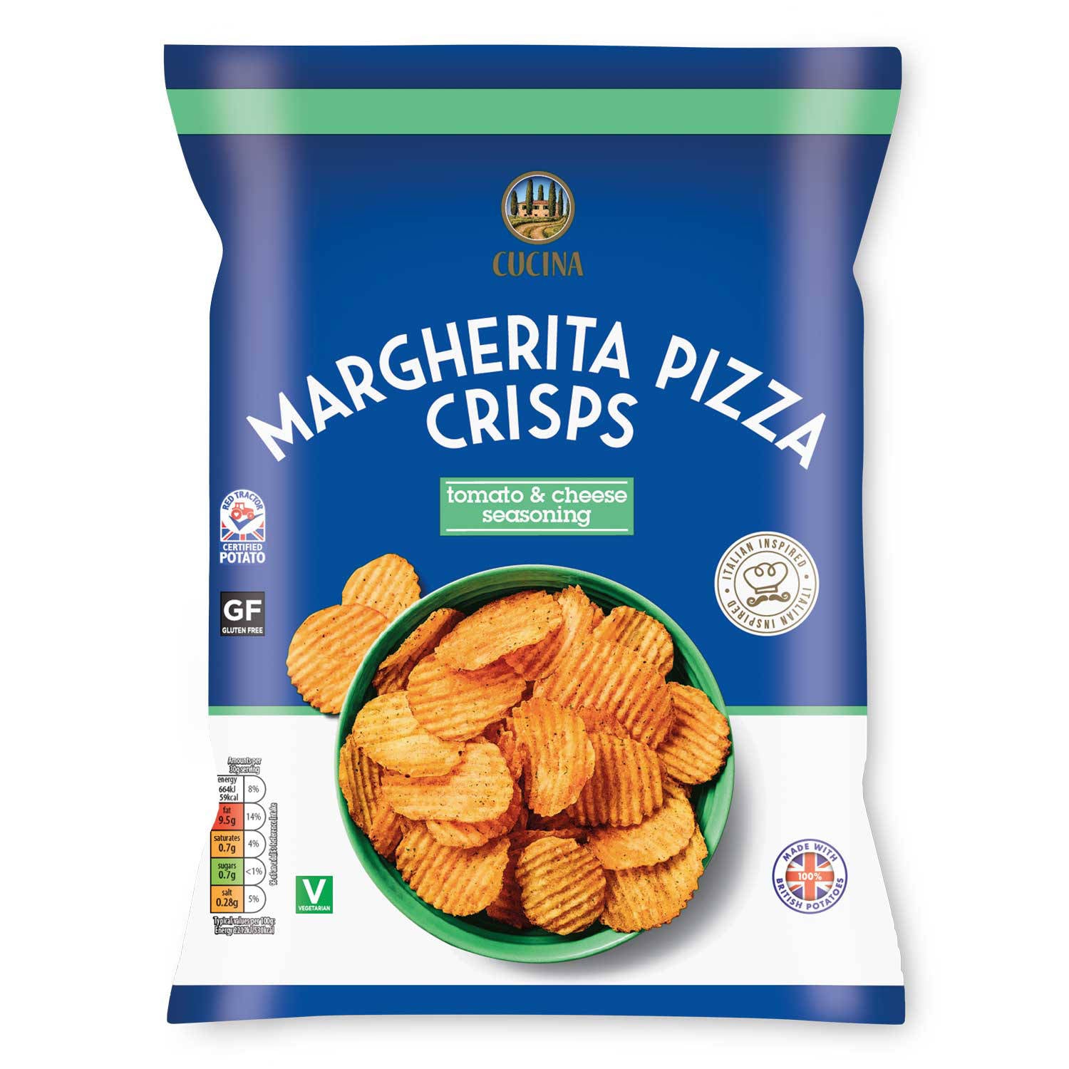 Crisps Margherita Pizza flavour, imported from the UK